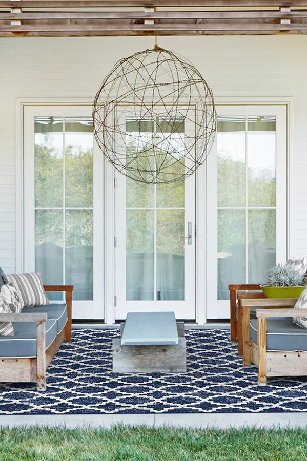 Cleo Trellis Royal Blue Outdoor Rug