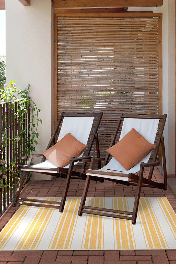 Marina Stripe Yellow Outdoor Rug