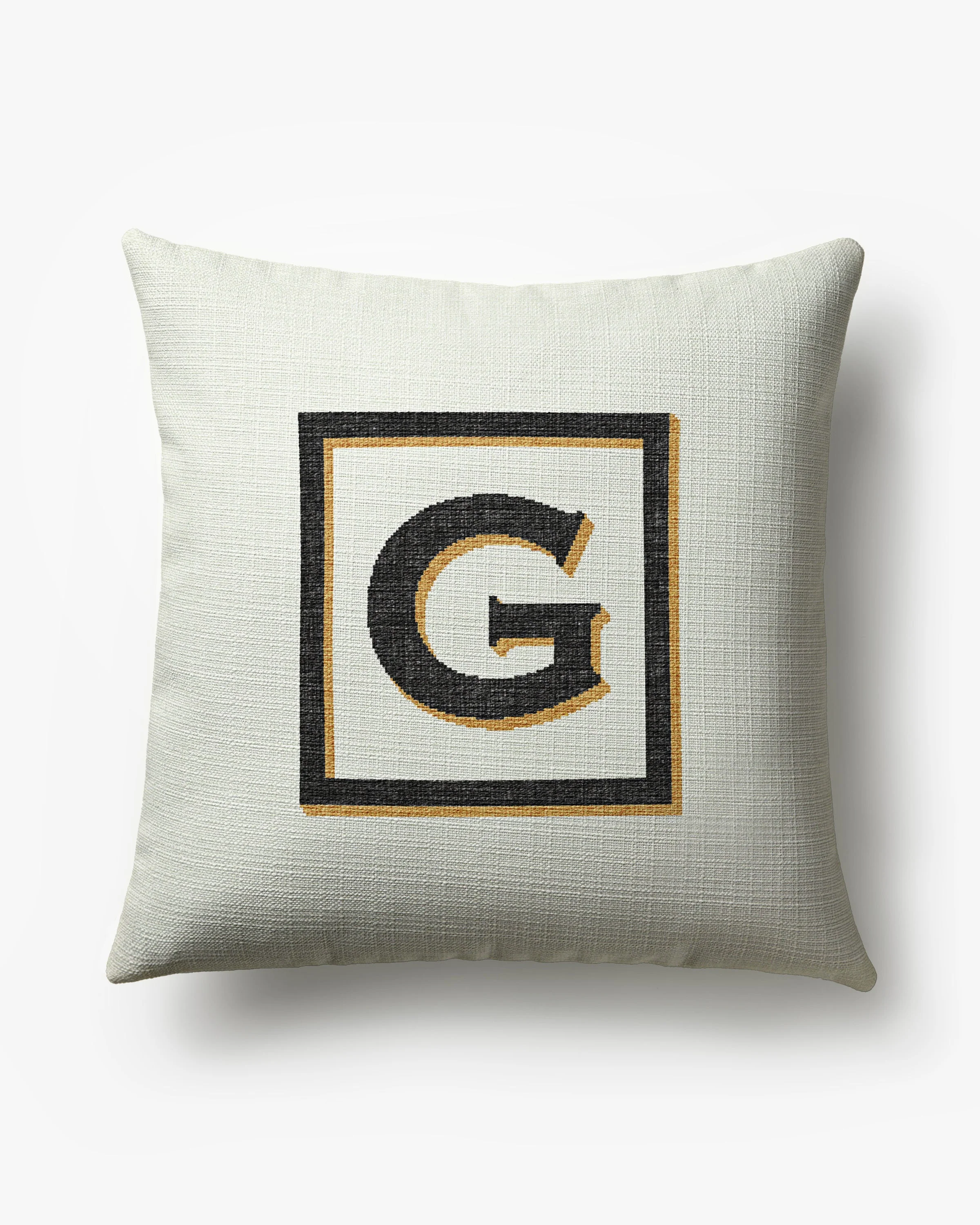 Classic Monogram Ivory Woven Throw Pillow, 20x20 by Jonathan Adler