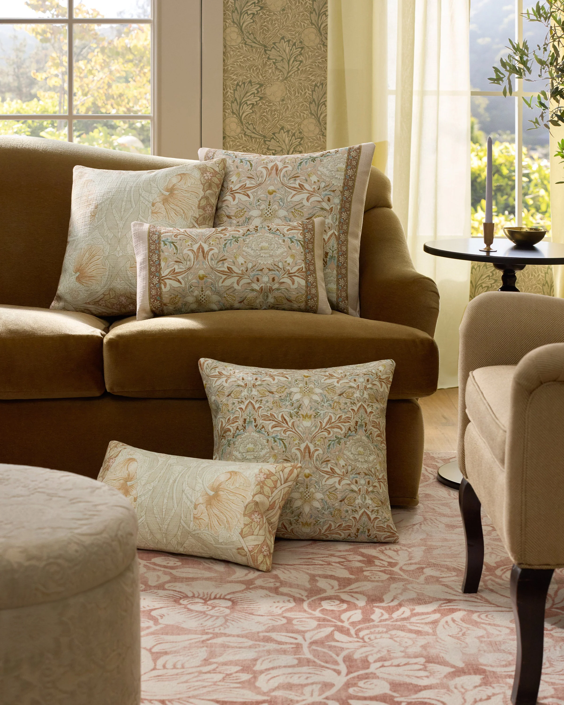 Pimpernel Vintage Blush Woven Throw Pillow by Morris & Co.