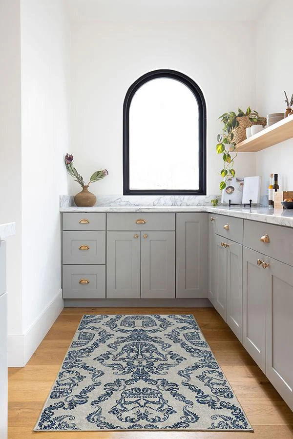 Dark Side Damask Delft Blue Flatwoven Rug