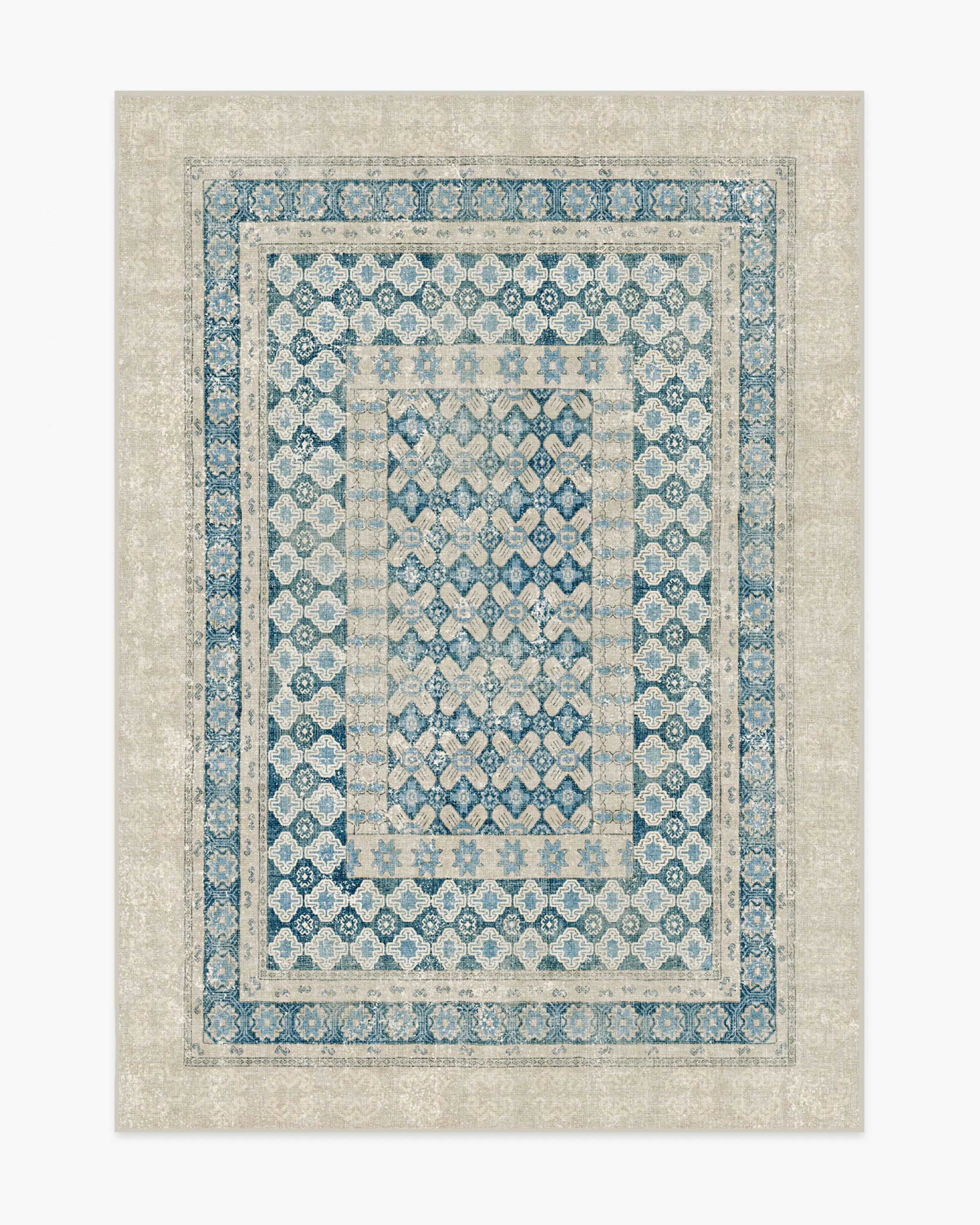 Cyrus Neutral & Blue Flatwoven Rug