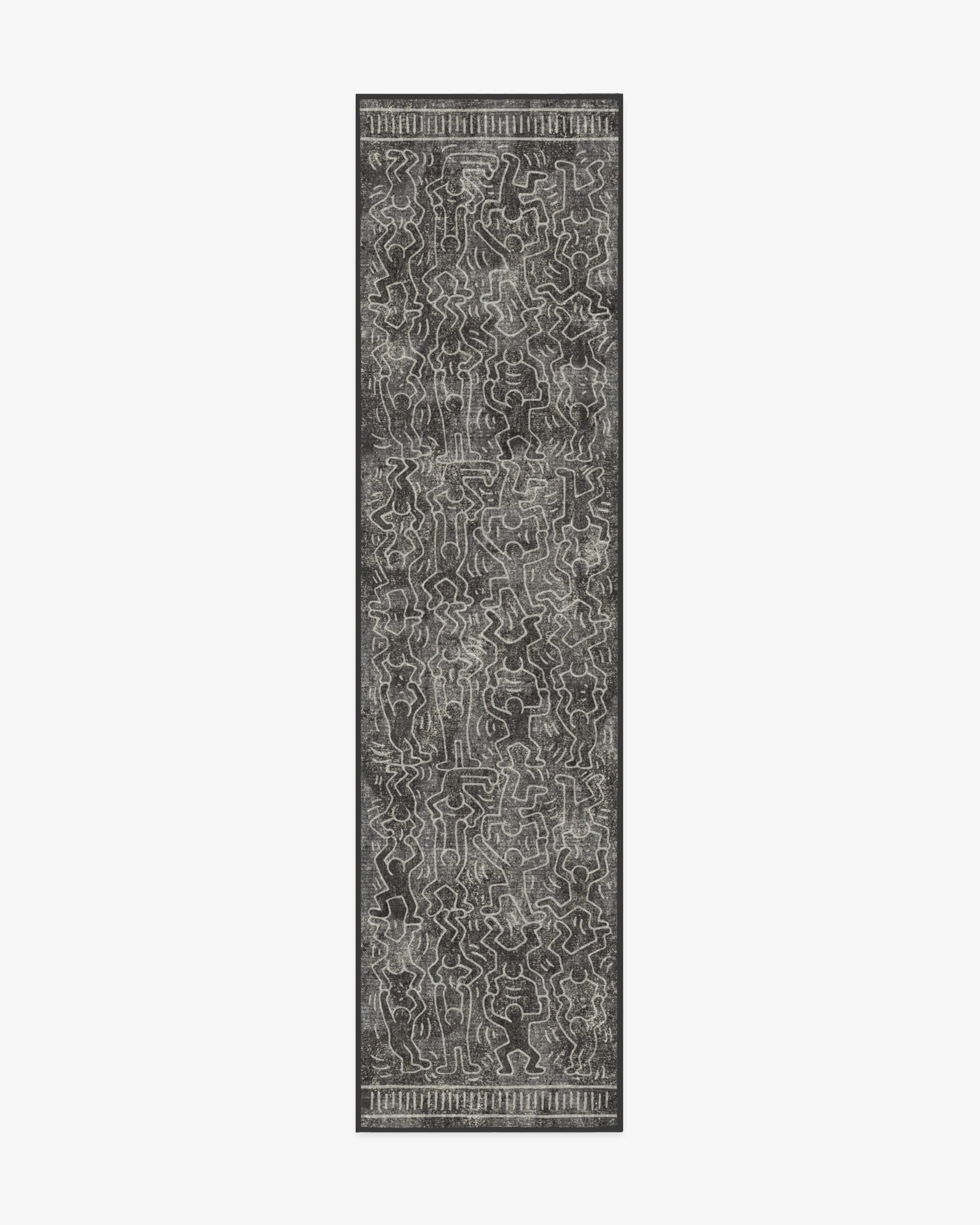 Balancing Act Black Rug by Keith Haring