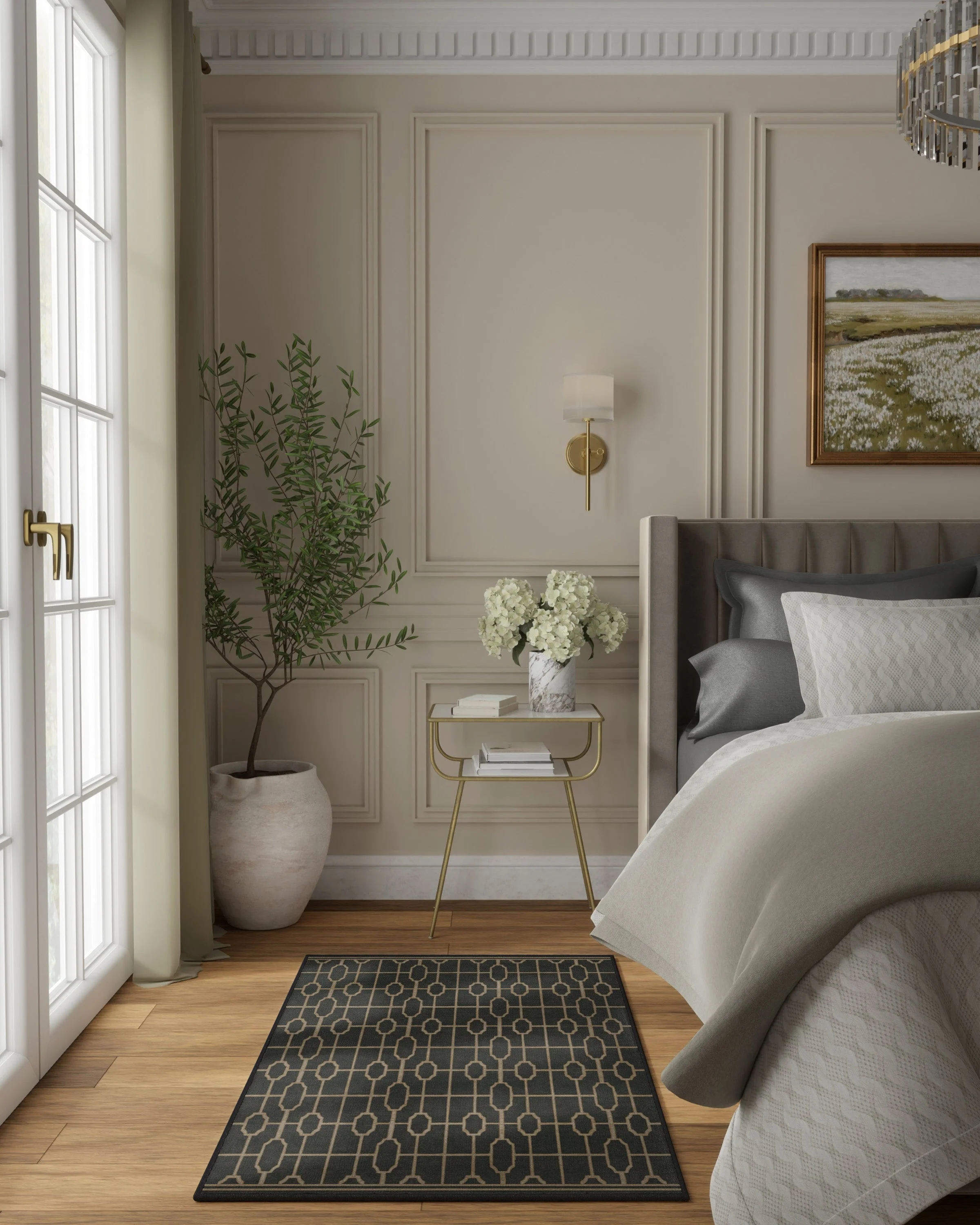 Diana Trellis Black & Gold Flatwoven Rug by The Hiltons