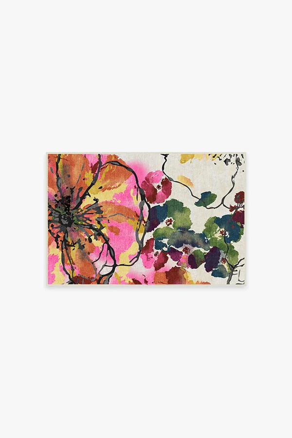 Watercolor Floral Multicolor Flatwoven Rug
