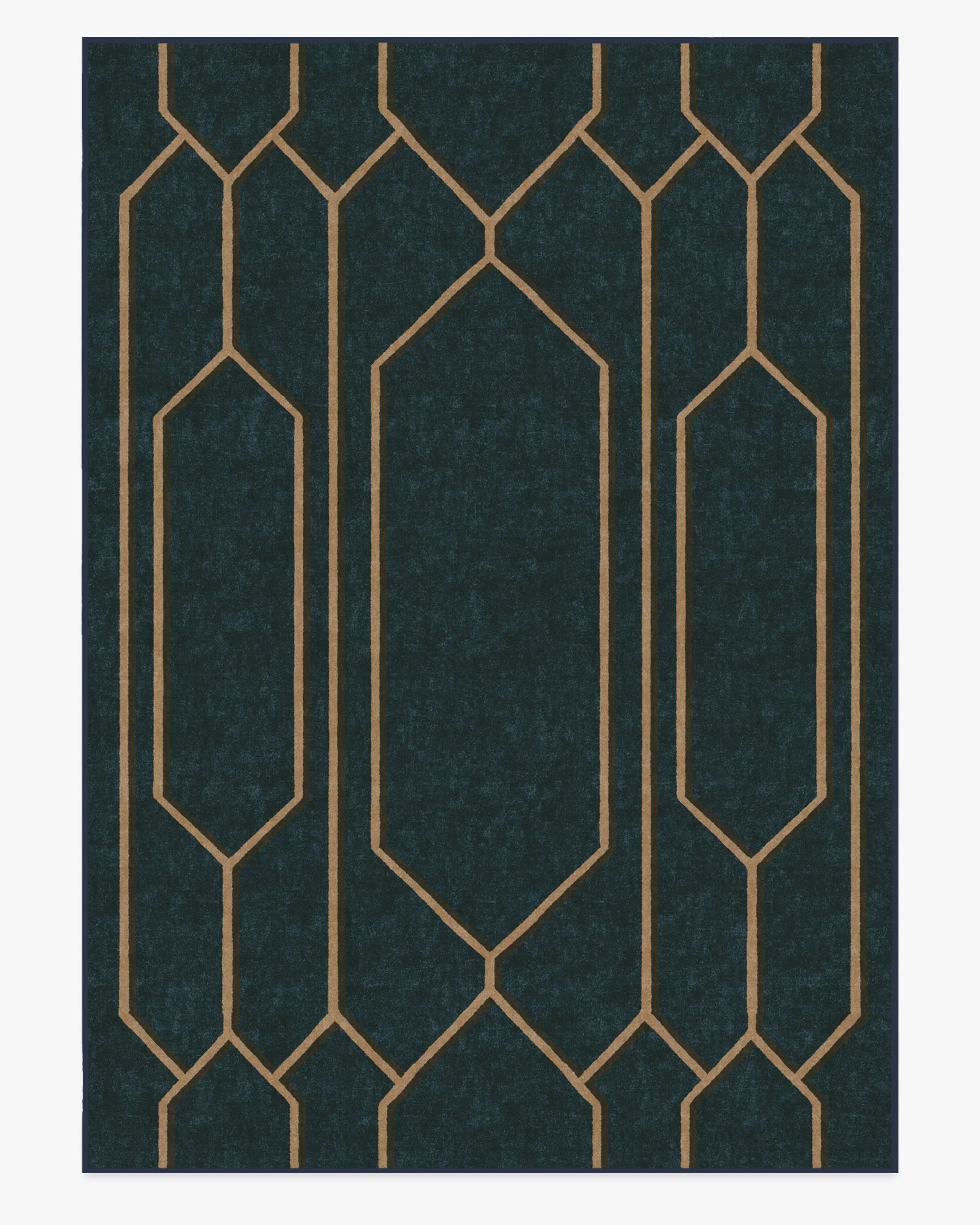 Bryant Marine Blue & Gold Flatwoven Rug by The Hiltons