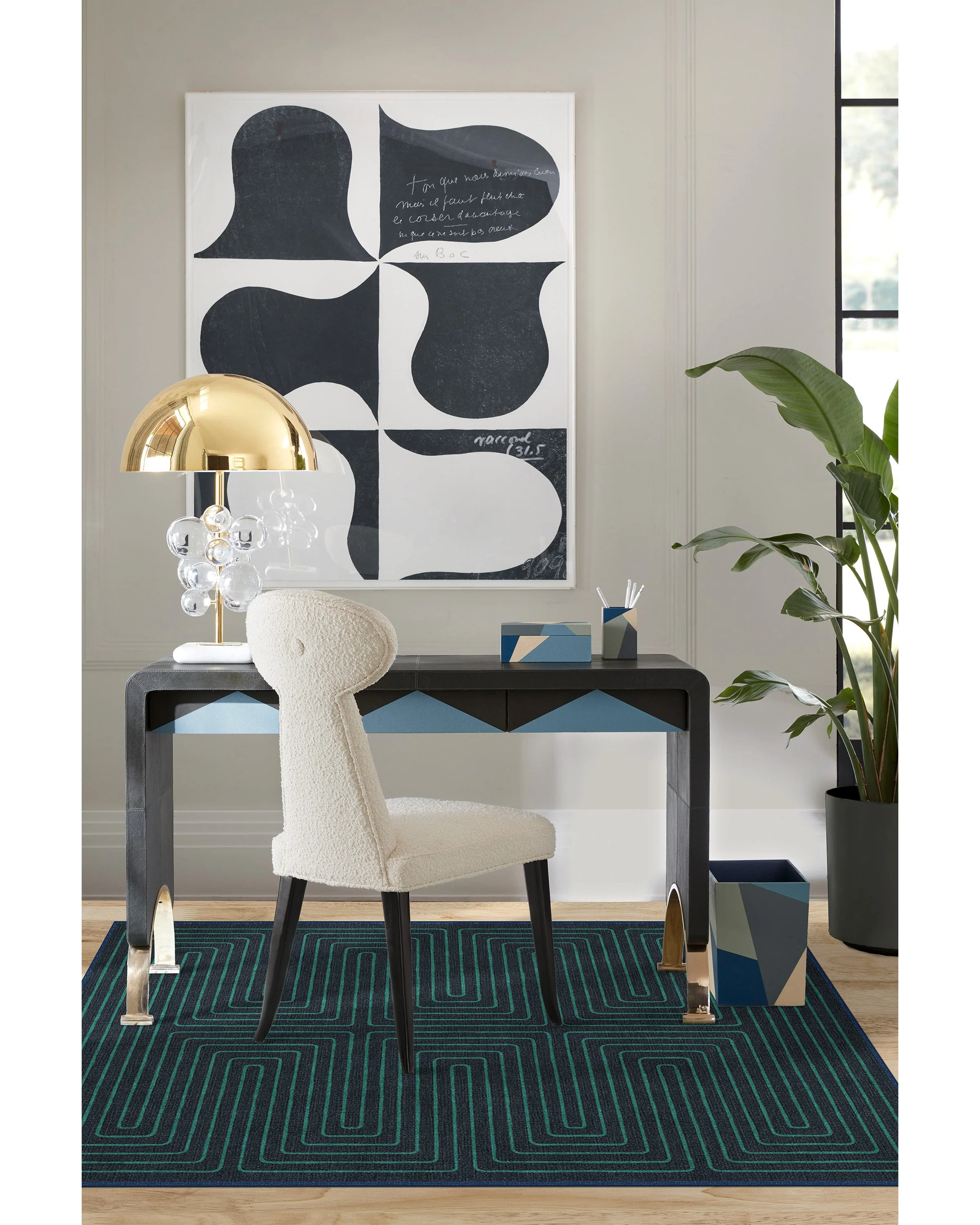 Labyrinth Navy & Teal Rug by Jonathan Adler