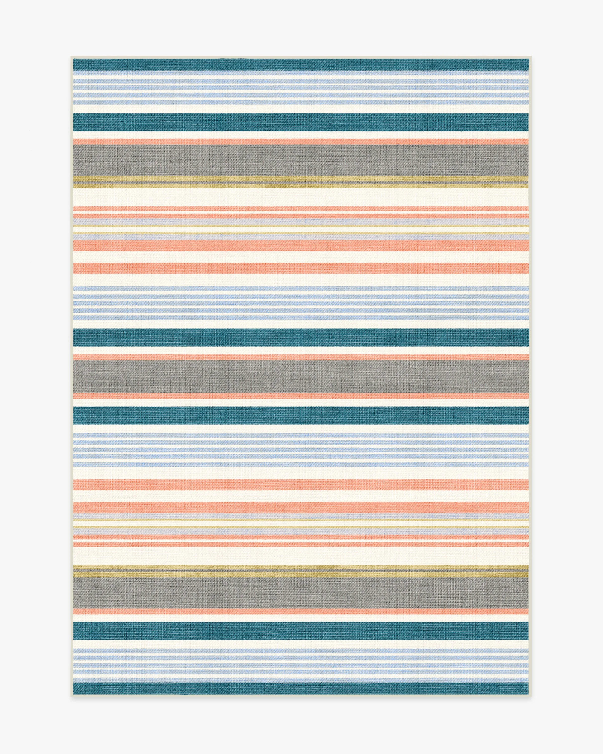Tropez Stripe Teal Multicolor Outdoor Rug