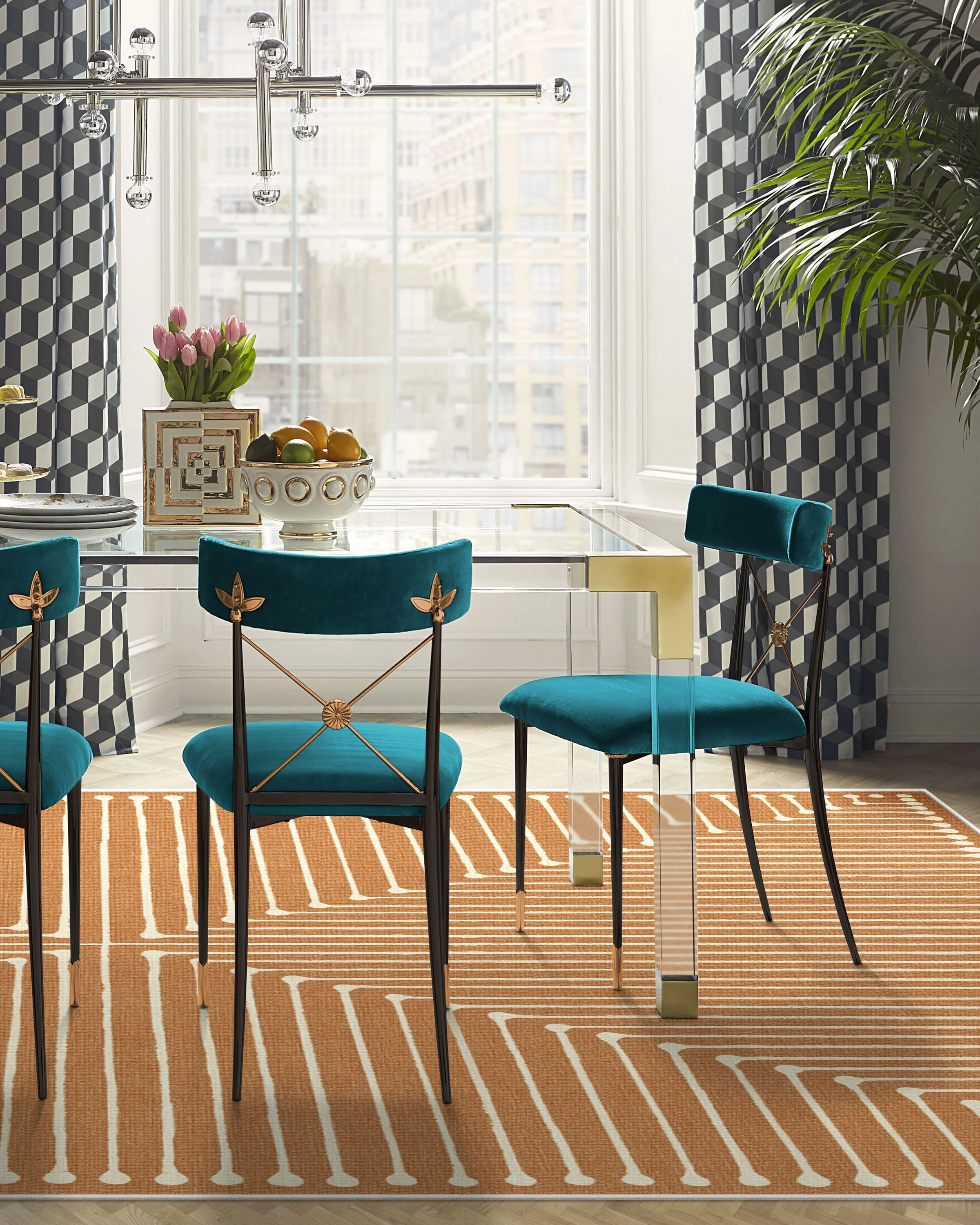 Inkdrop Copper Rug by Jonathan Adler