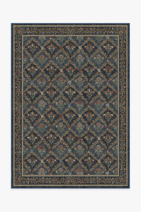 Bellflowers Blue Flatwoven Rug by Morris & Co.