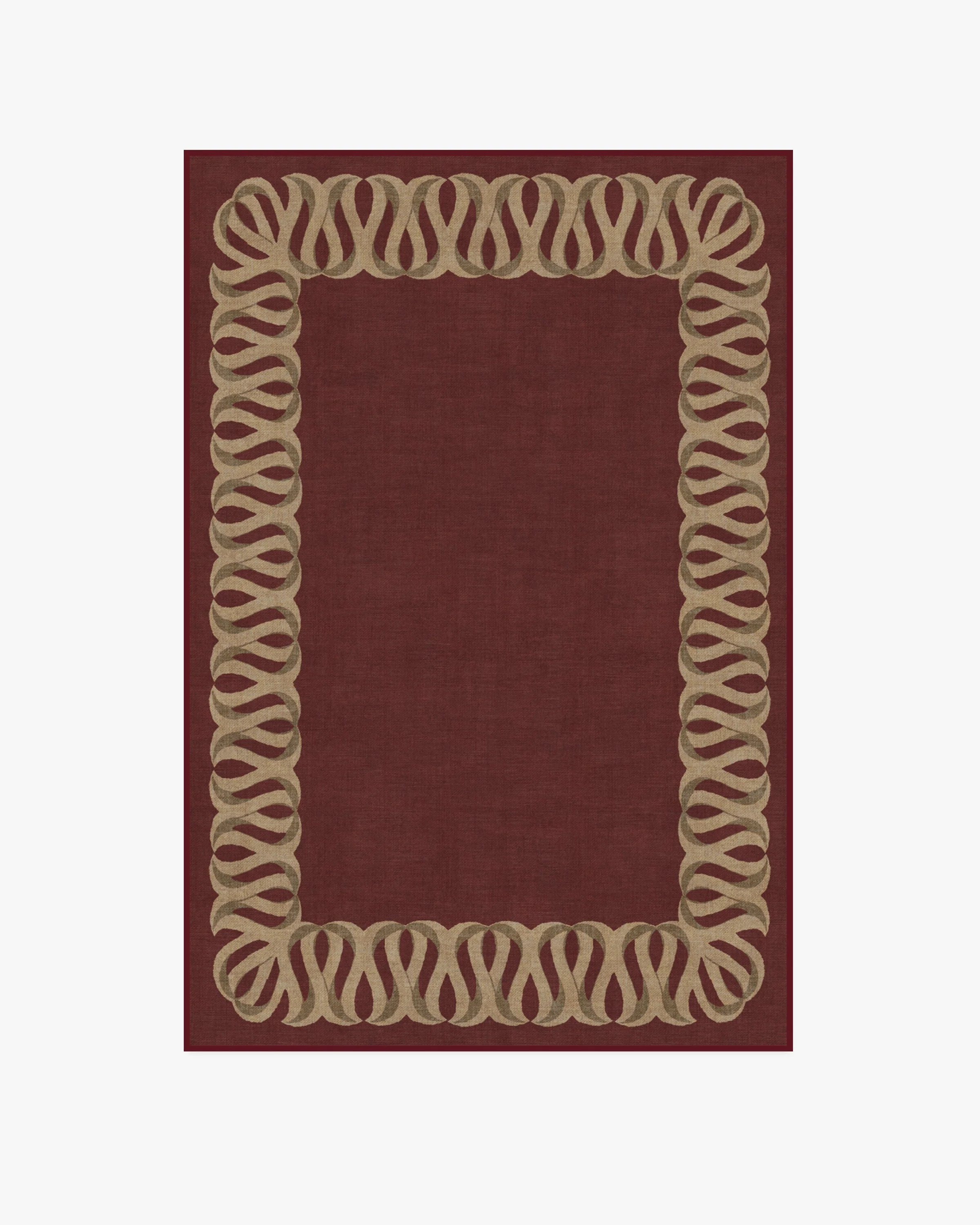 Ribbon Border Red & Natural Rug