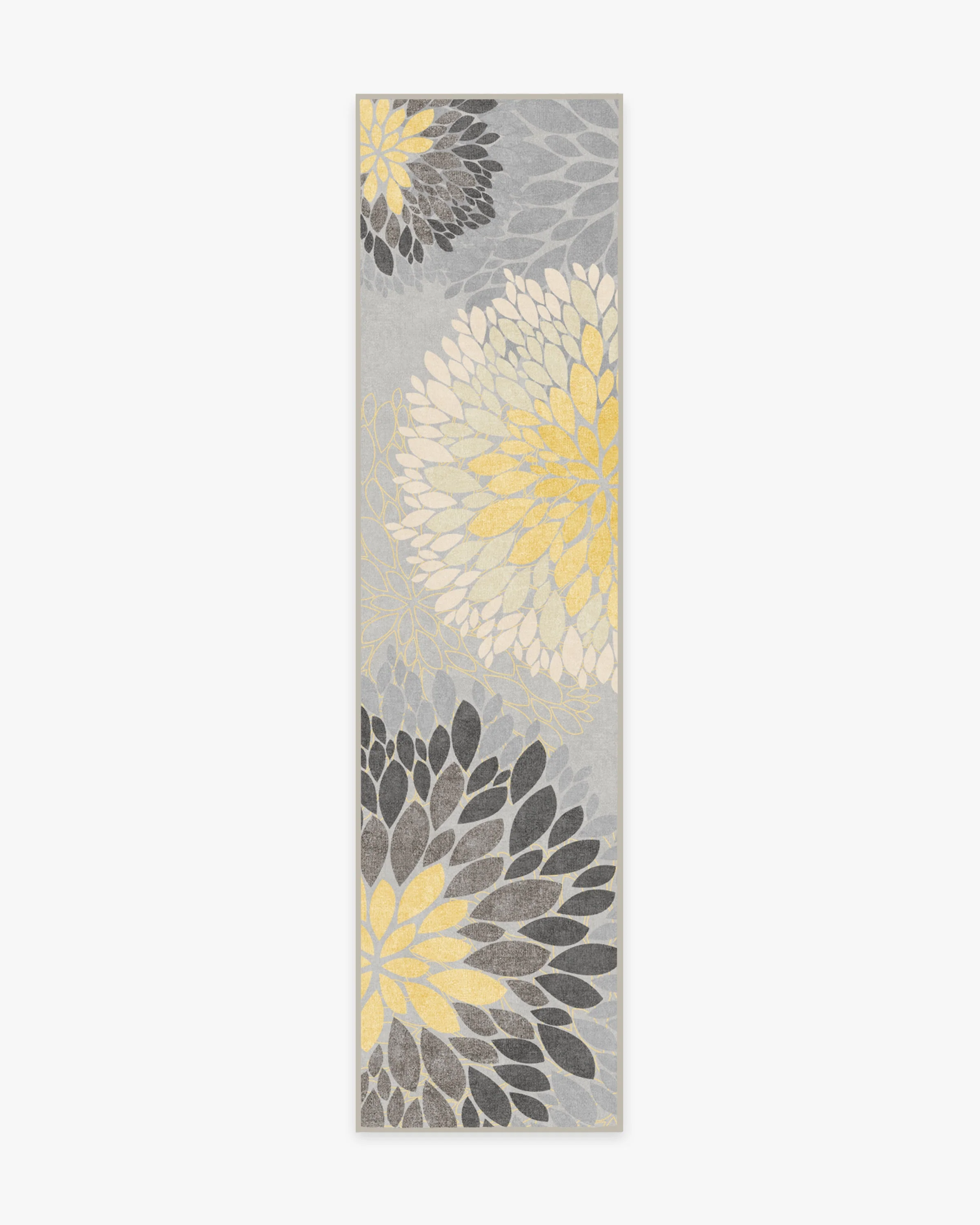 Floral Medallion Yellow Grey Rug