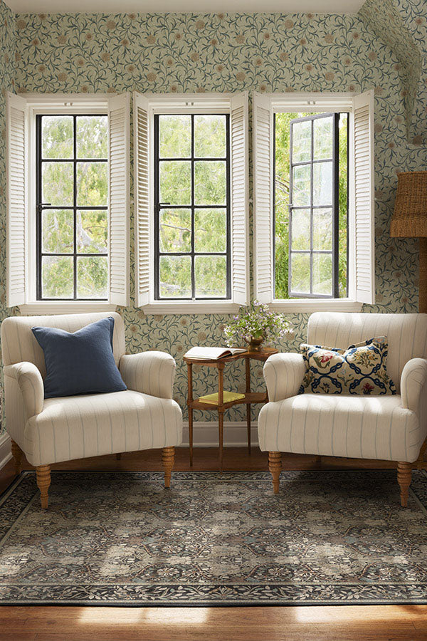 Honeysuckle & Tulip Dark Wood Rug by Morris & Co.