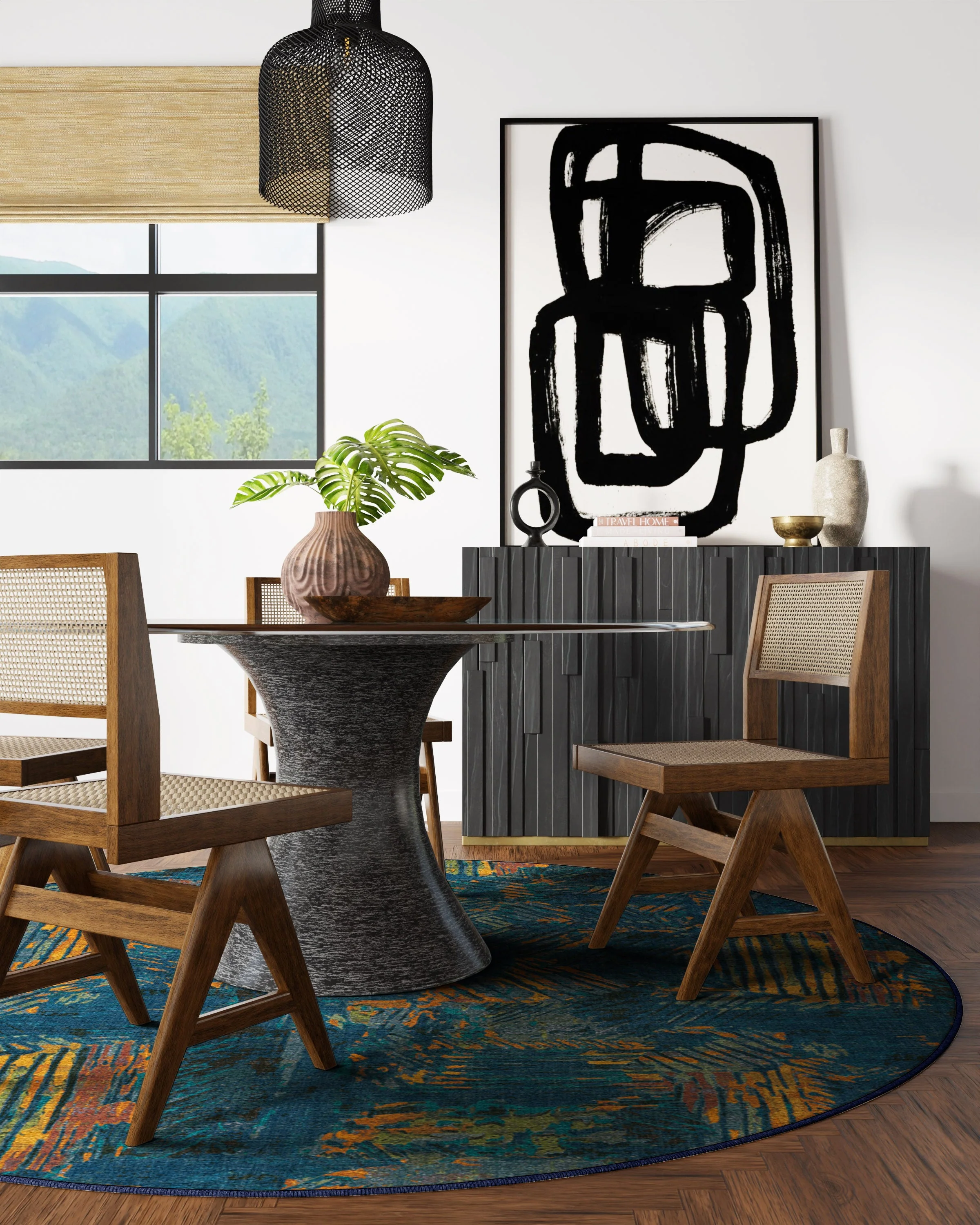 Sgraffito Royal Blue Rug by Malene Barnett