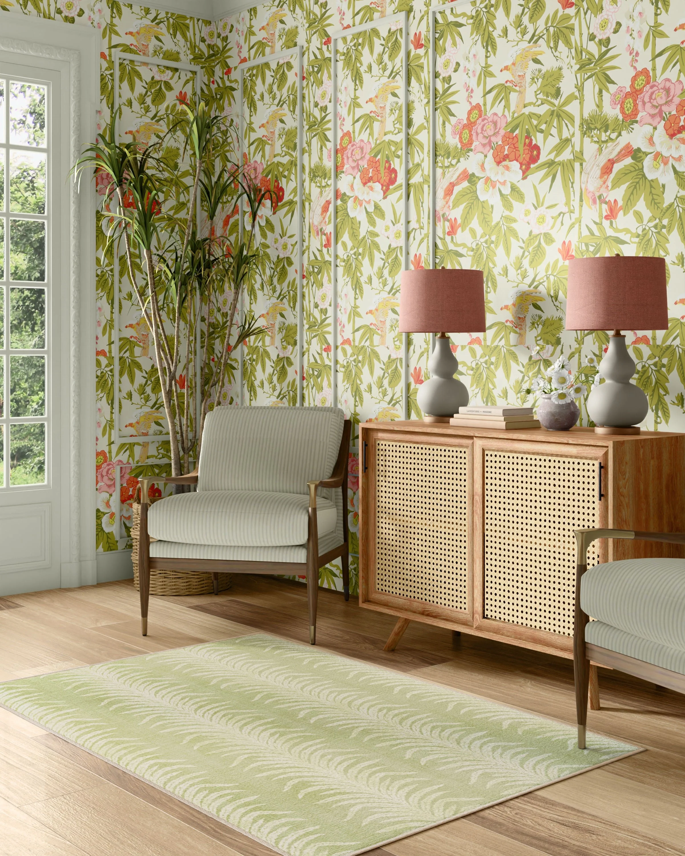 Tree Fern Matcha Green Rug by Sanderson