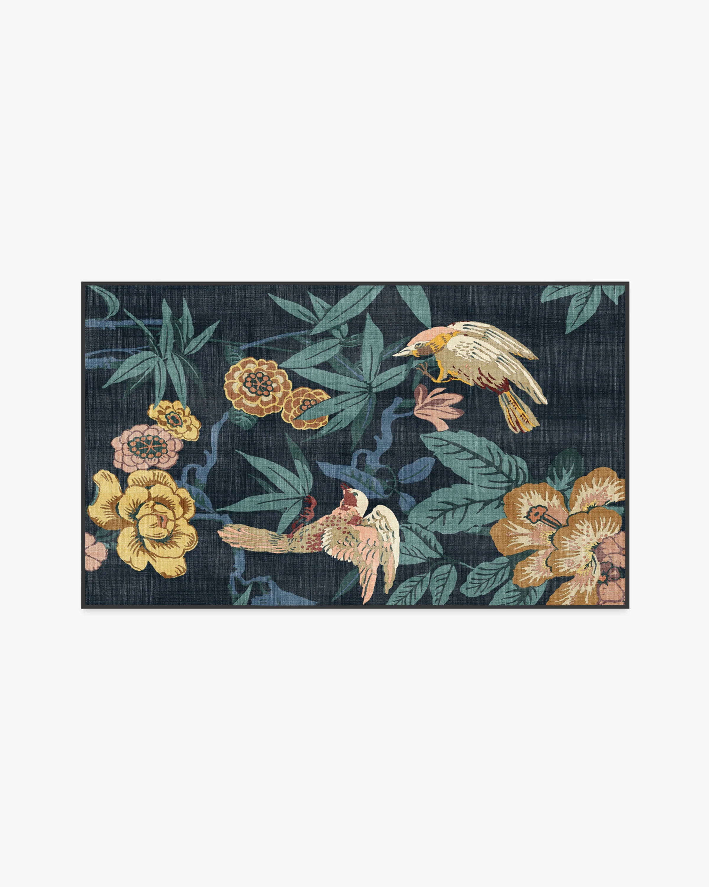Bamboo & Bird Indigo Rug by Sanderson