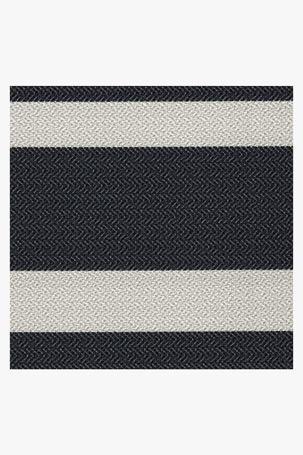 Sailmaker Stripe Black Outdoor Rug