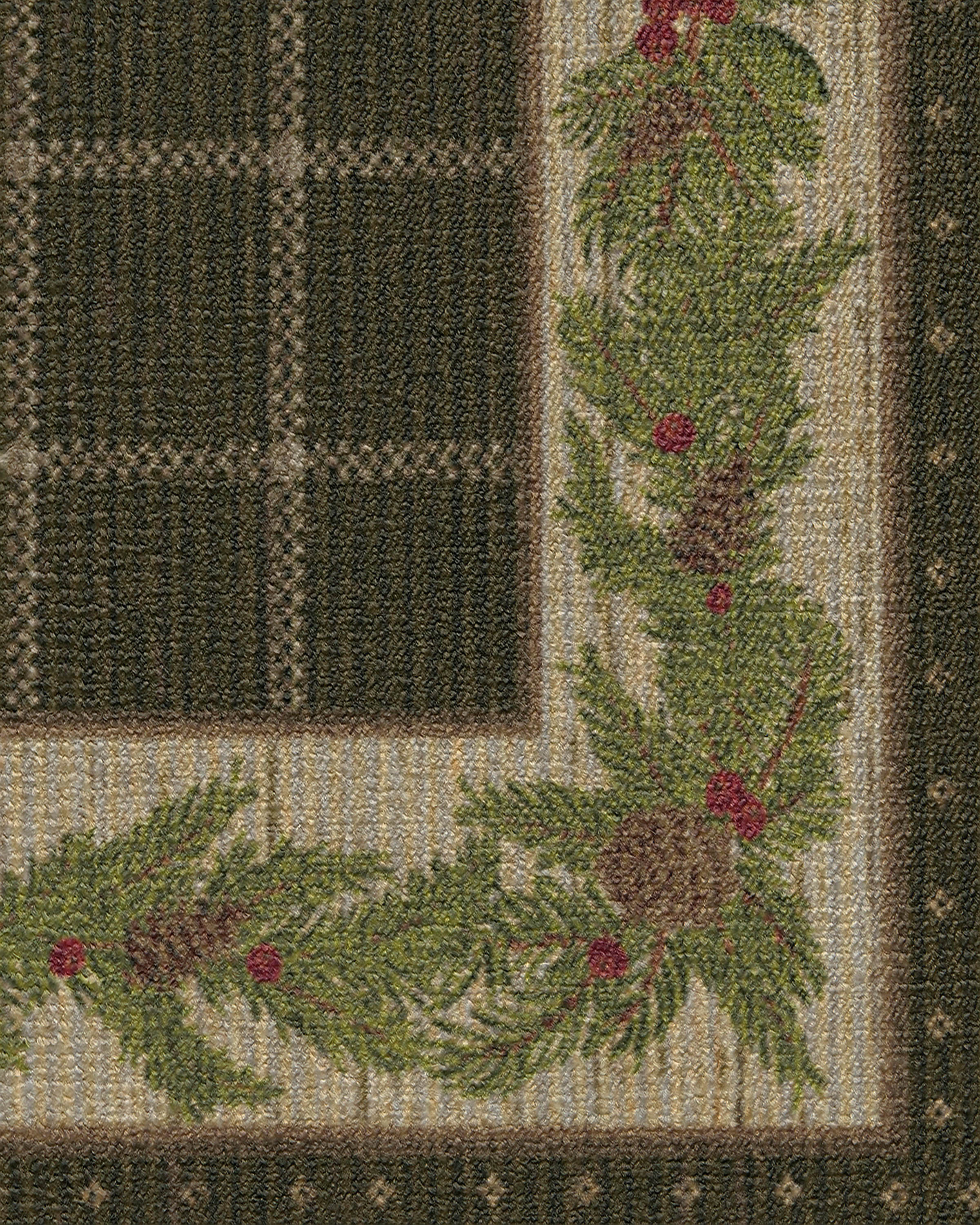 Pine Border Dark Olive Rug