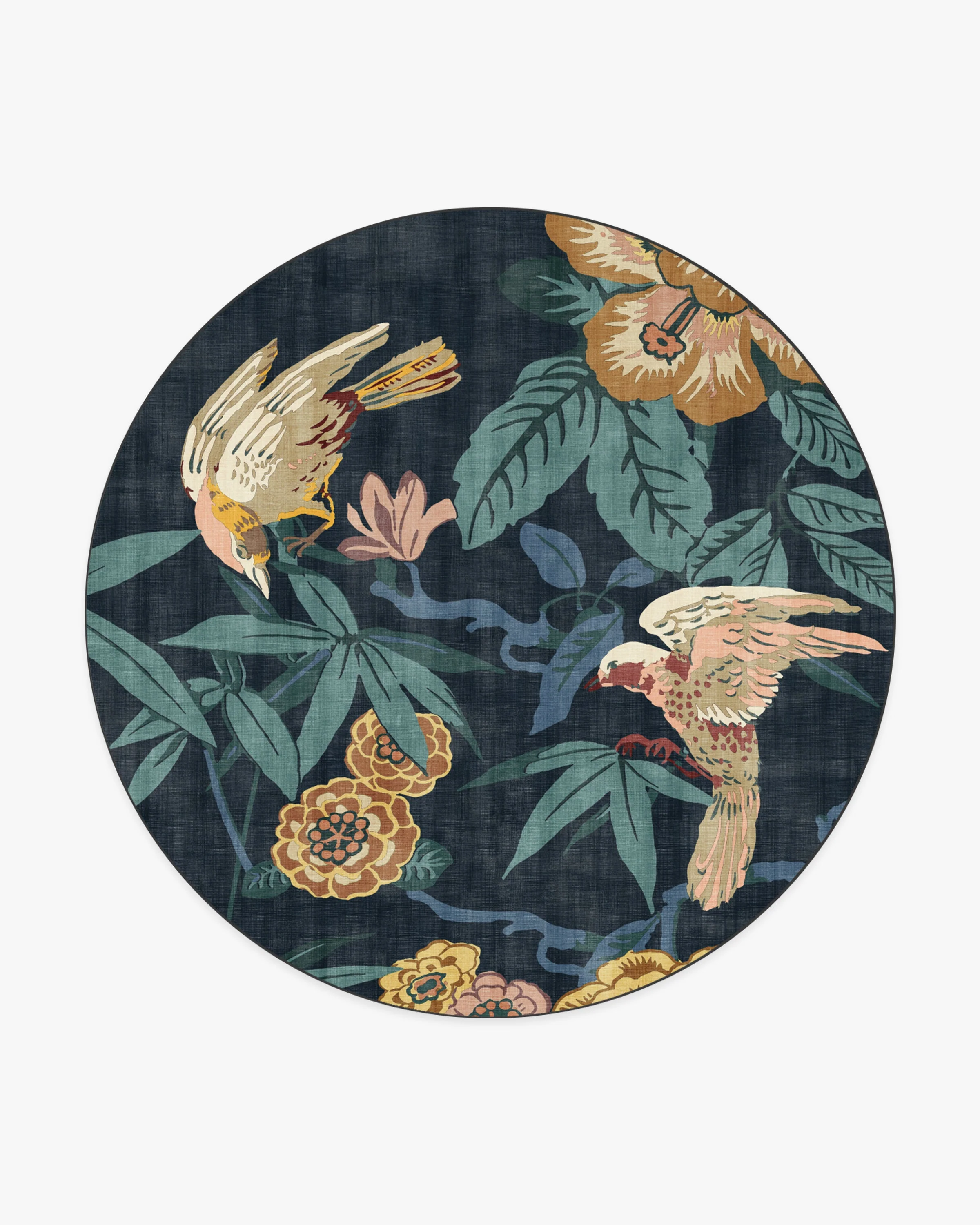 Bamboo & Bird Indigo Rug by Sanderson