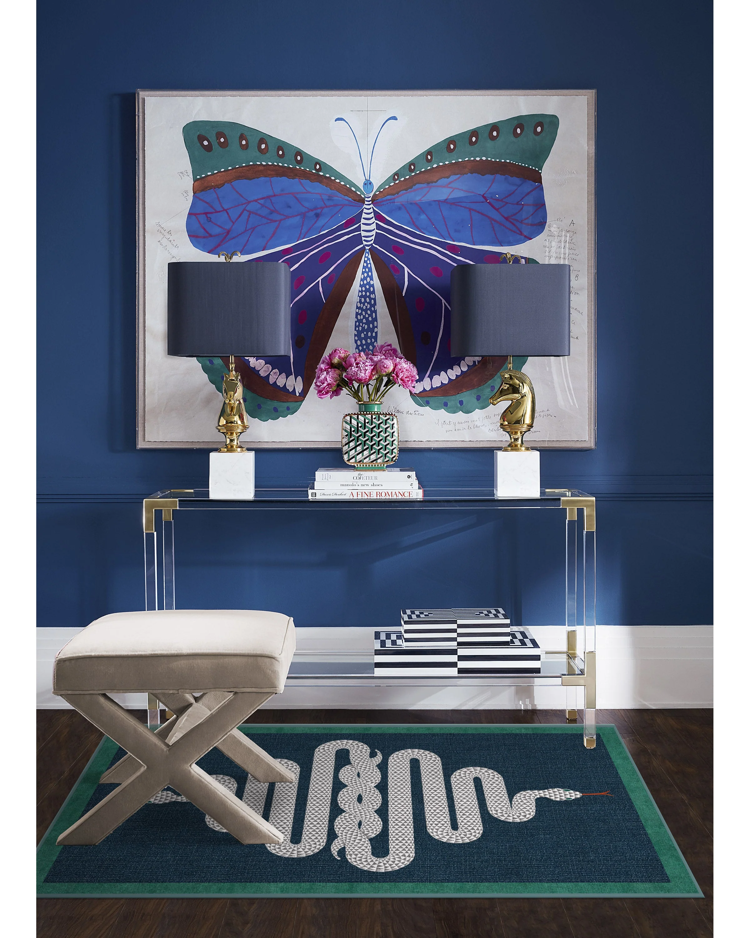 Venom Sapphire Rug by Jonathan Adler