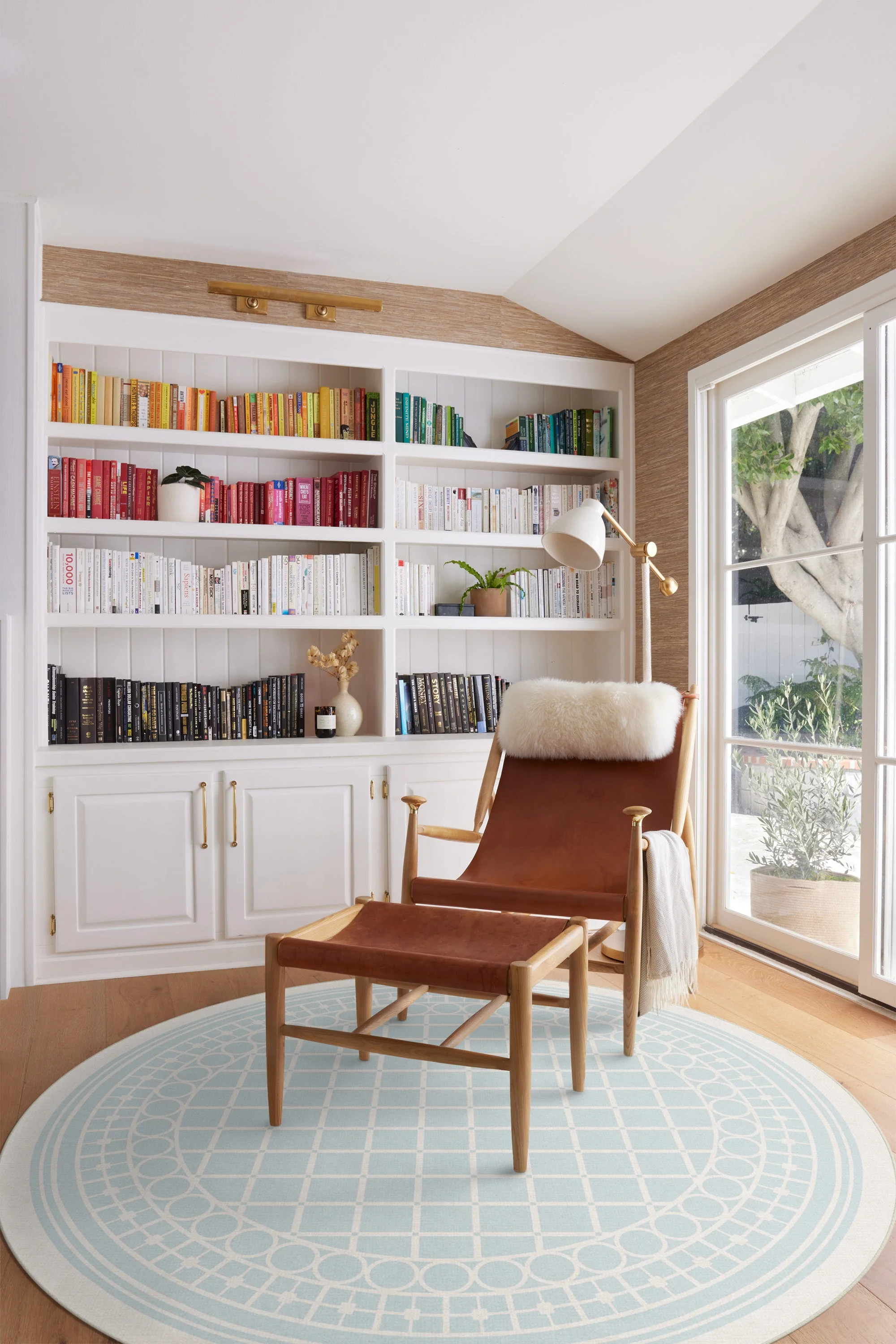 Palm Beach Powder Blue Flatwoven Rug by Gray Malin