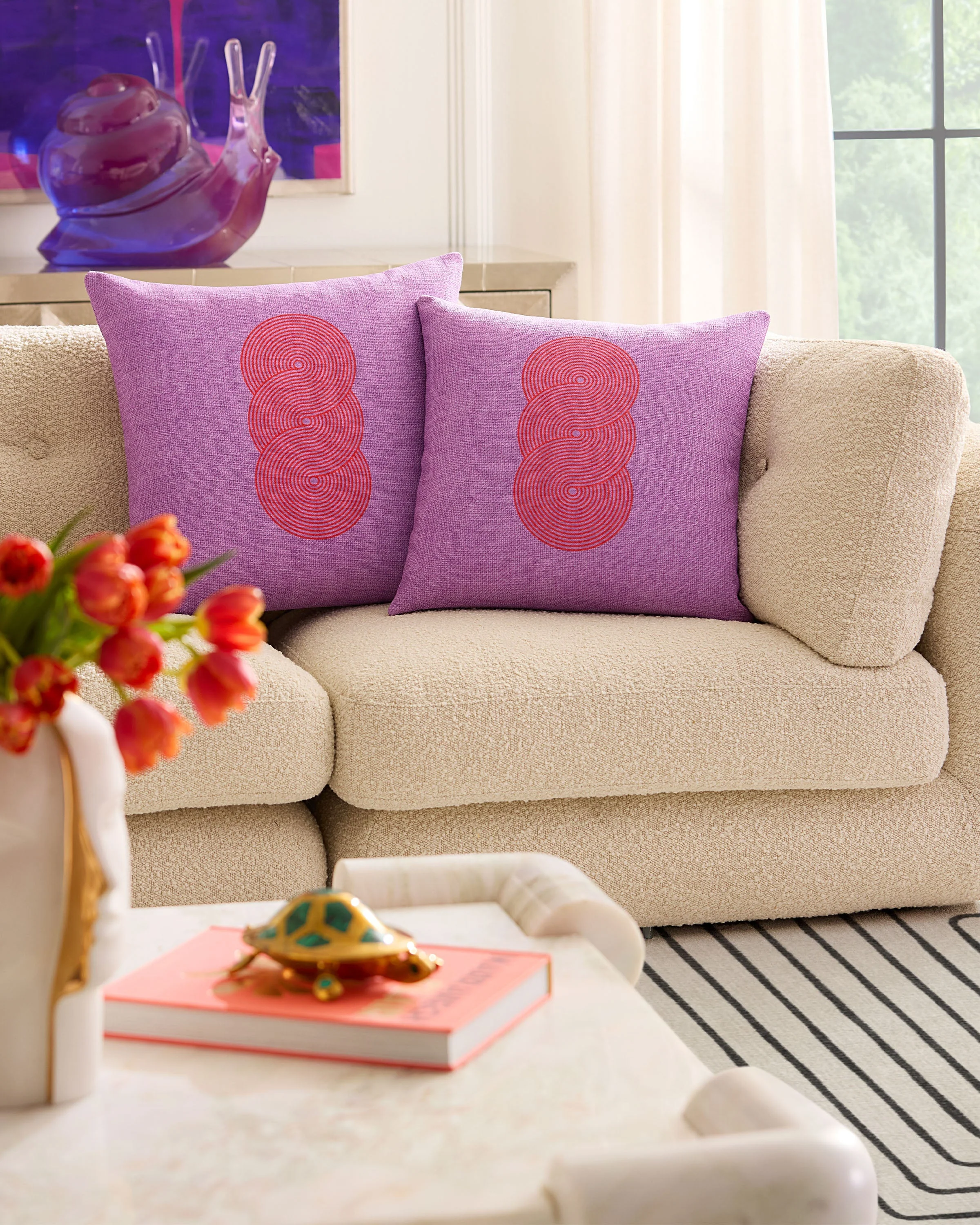 Pompidou Lavender & Red Woven Throw Pillow by Jonathan Adler