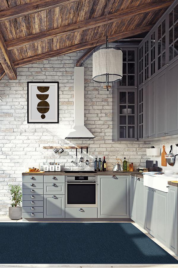 Heathered Solid Navy Flatwoven Rug