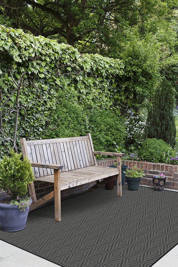 Halo Diamond Grey Outdoor Rug