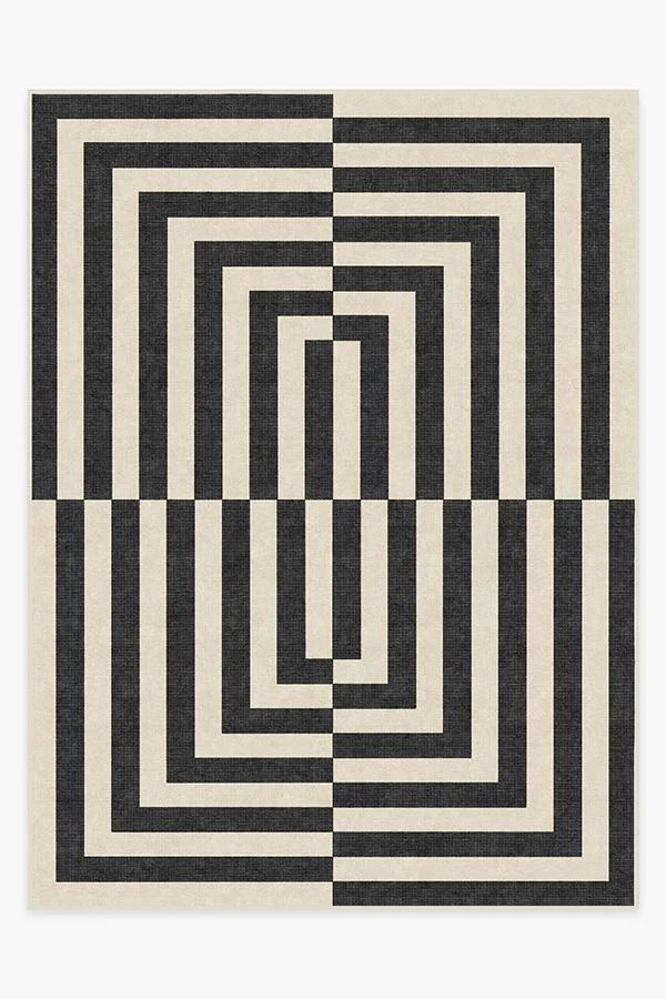 Op Art Charcoal Flatwoven Rug by Jonathan Adler