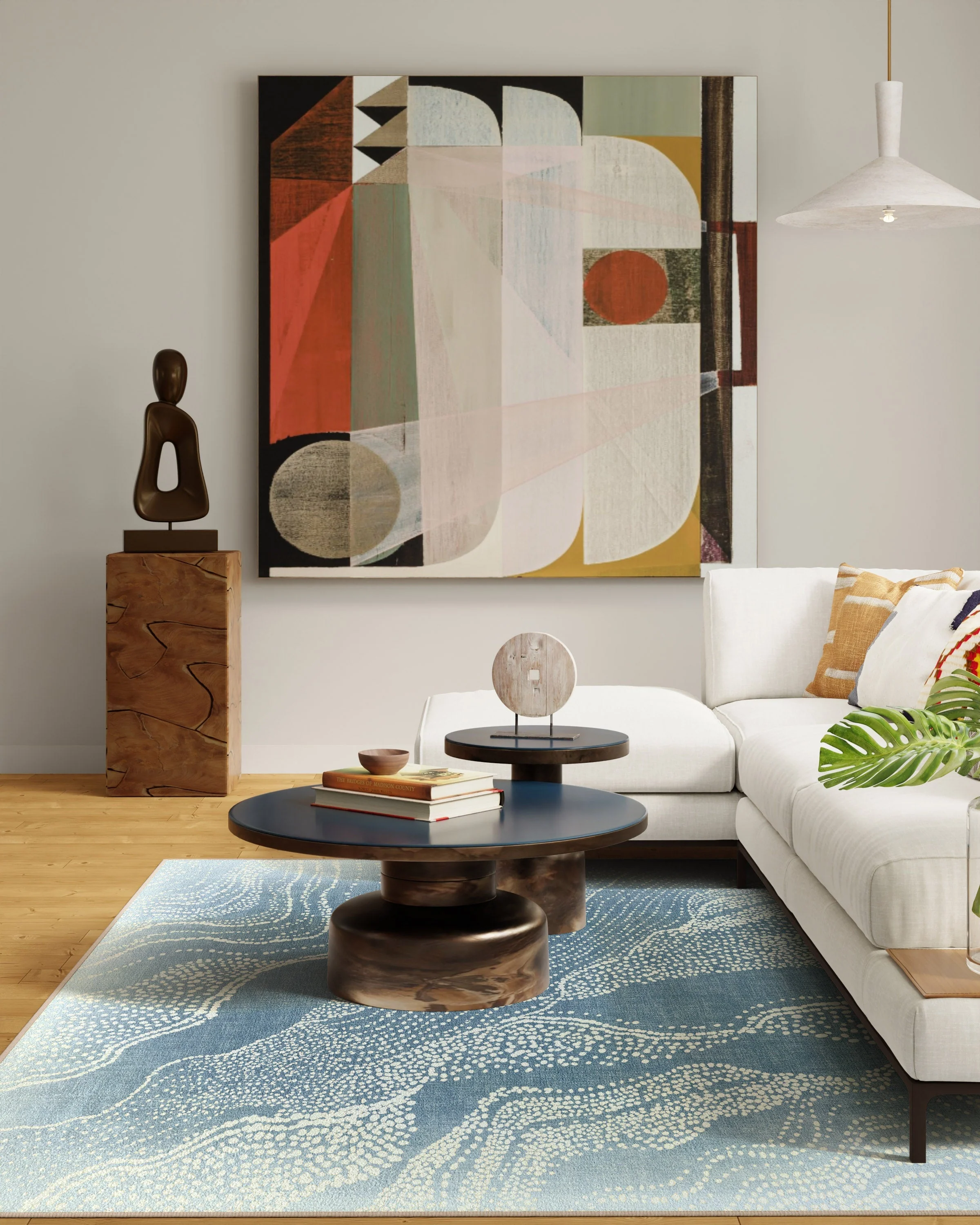 Adorned Soft Blue Flatwoven Rug by Malene Barnett