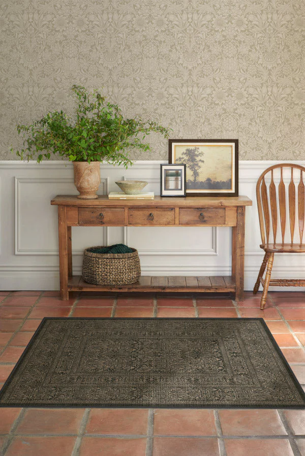 Bluebell Soft Black Flatwoven Rug by Morris & Co.