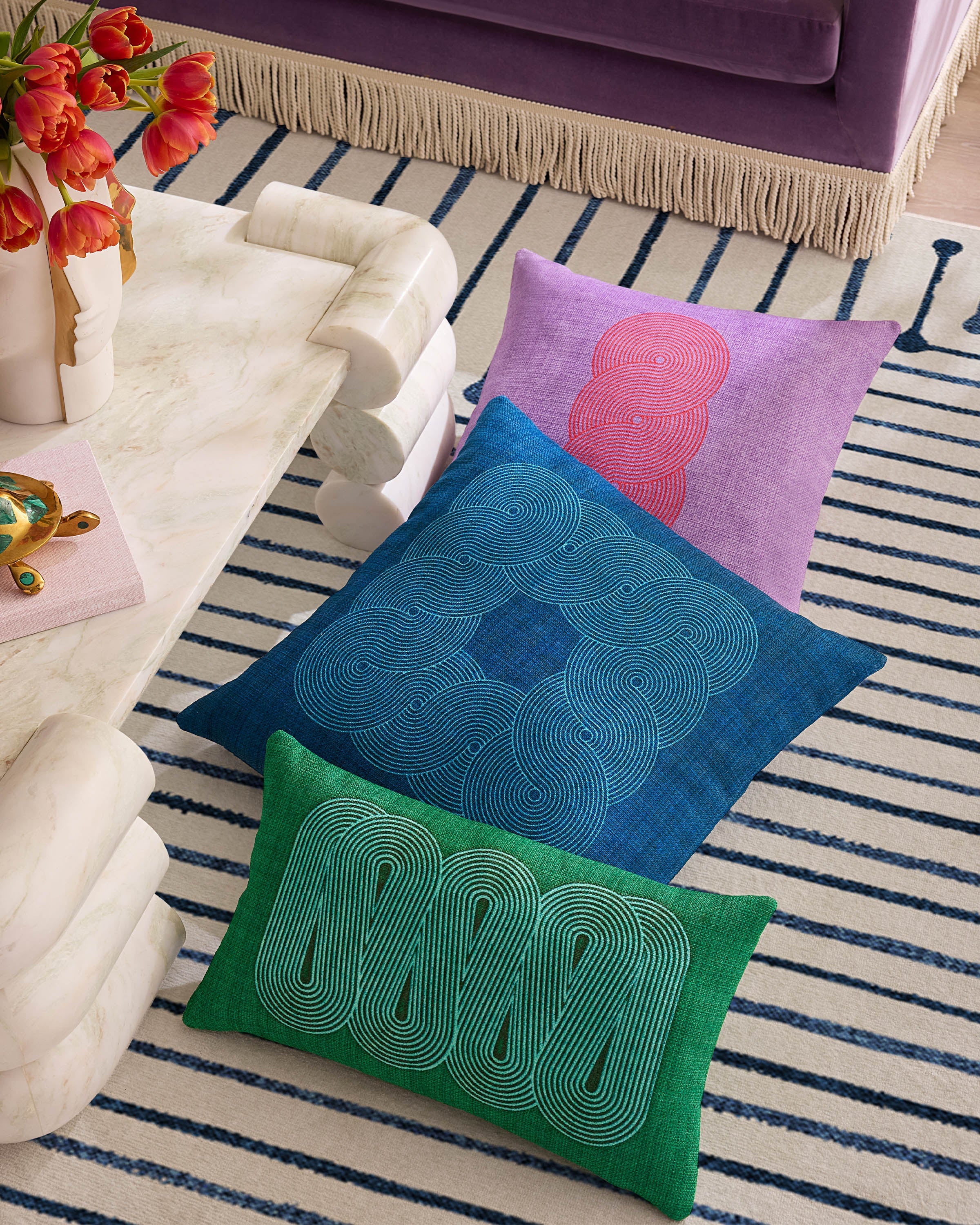 Pompidou Green Woven Throw Pillow by Jonathan Adler