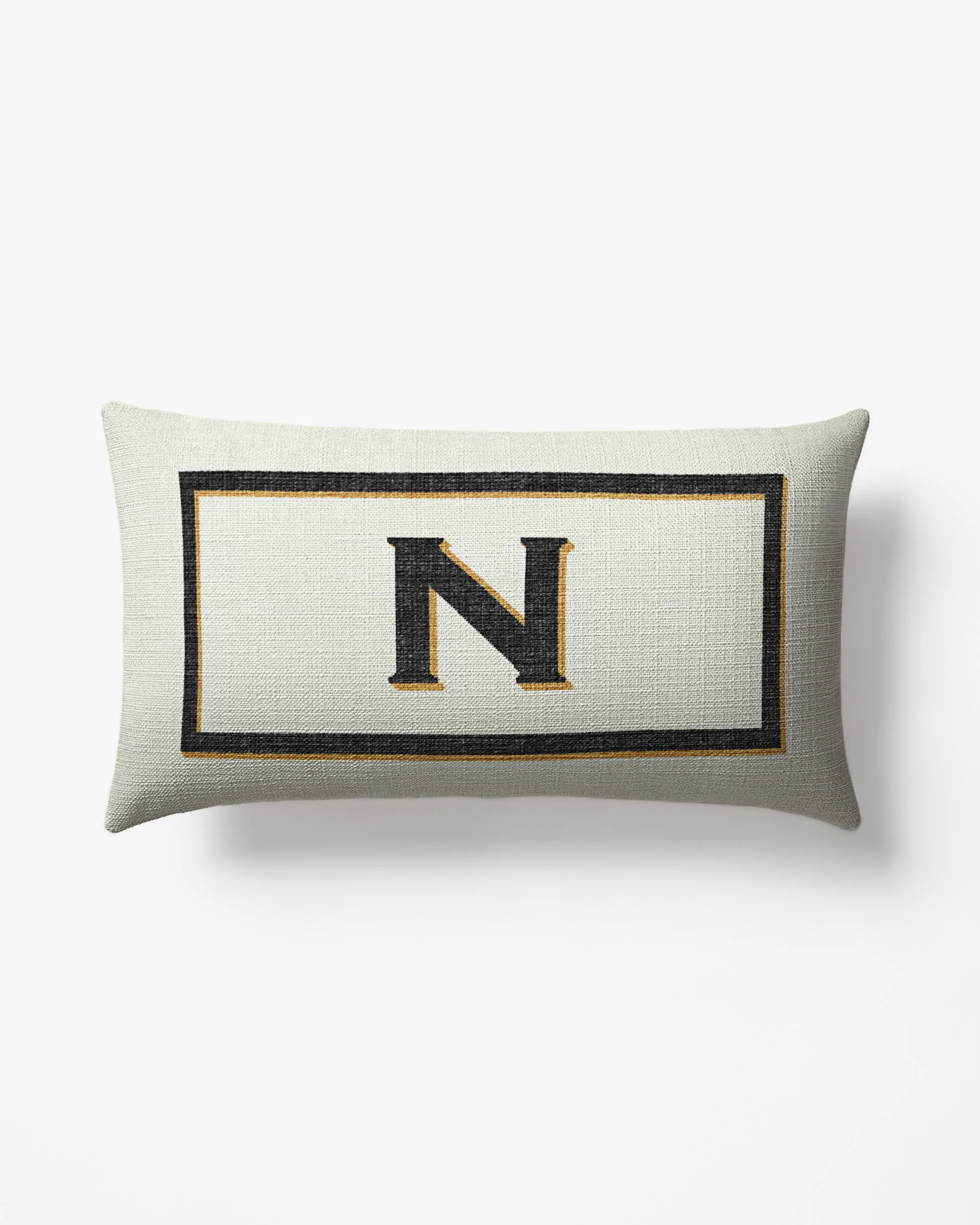 Classic Monogram Ivory Woven Throw Pillow, 12x21 by Jonathan Adler