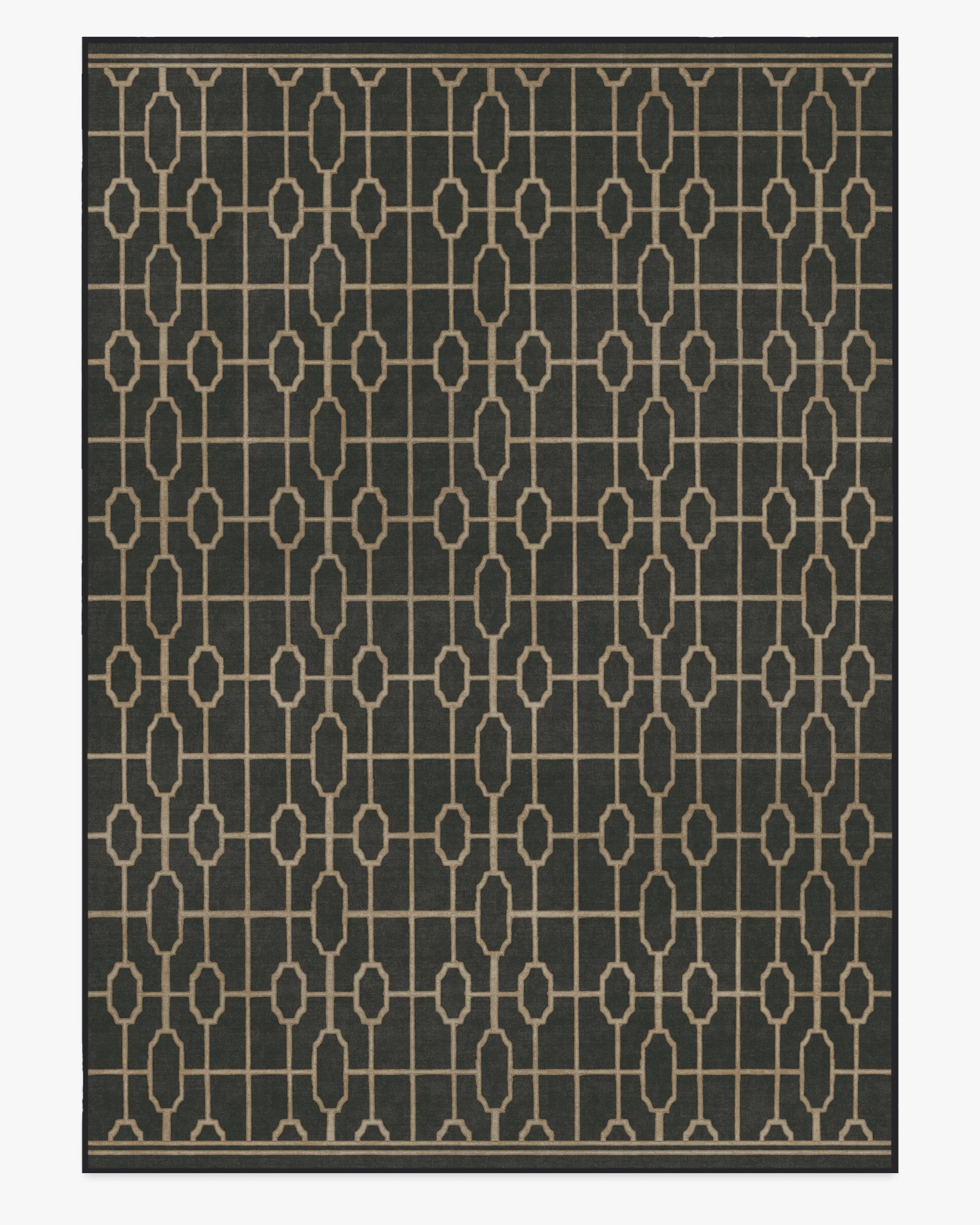 Diana Trellis Black & Gold Flatwoven Rug by The Hiltons
