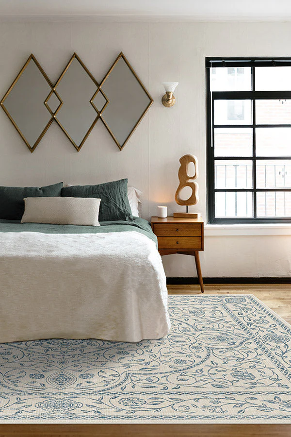 Vianna Blue & Ivory Flatwoven Rug