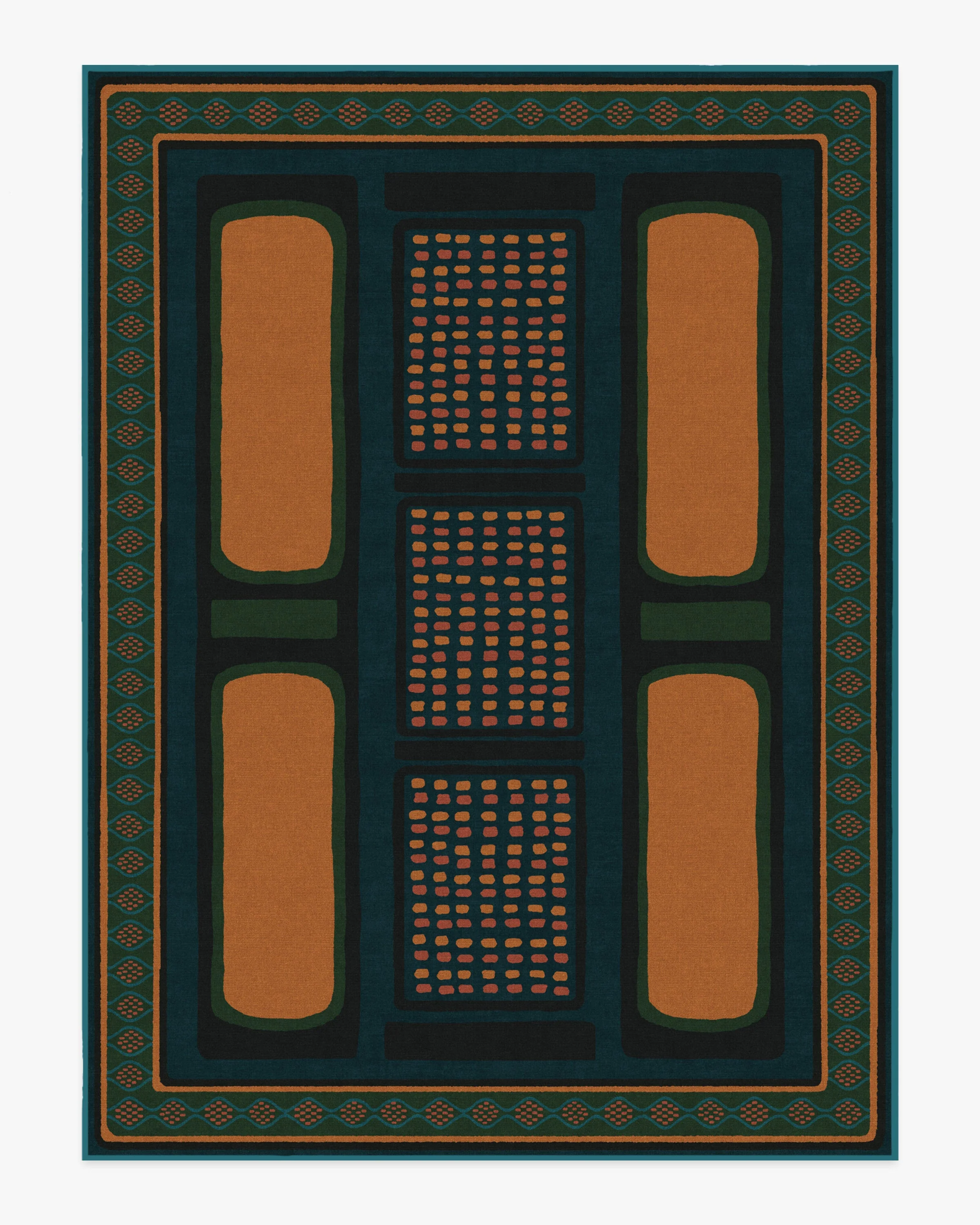 Nerissa Teal & Gold Flatwoven Rug by Architectural Digest