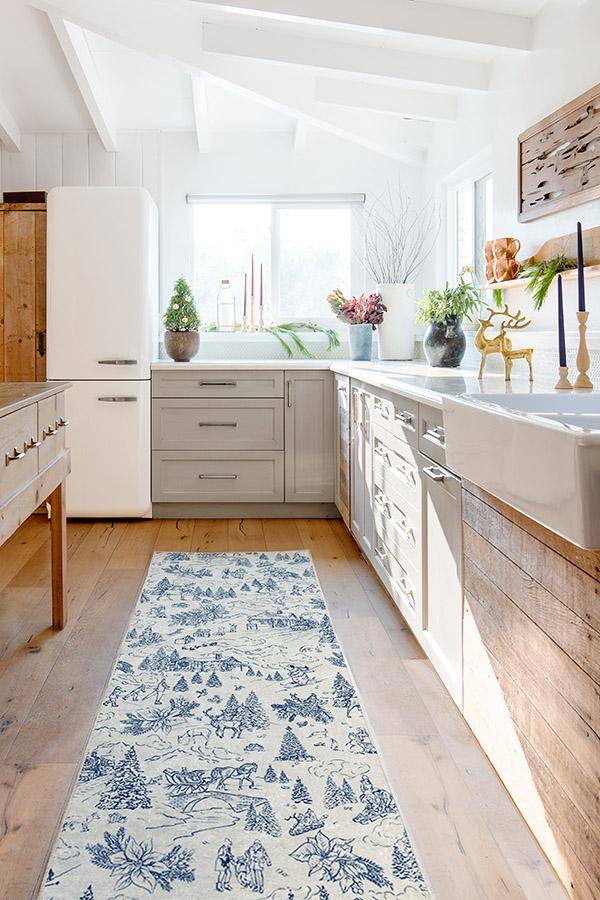 Winter Toile Blue Flatwoven Rug