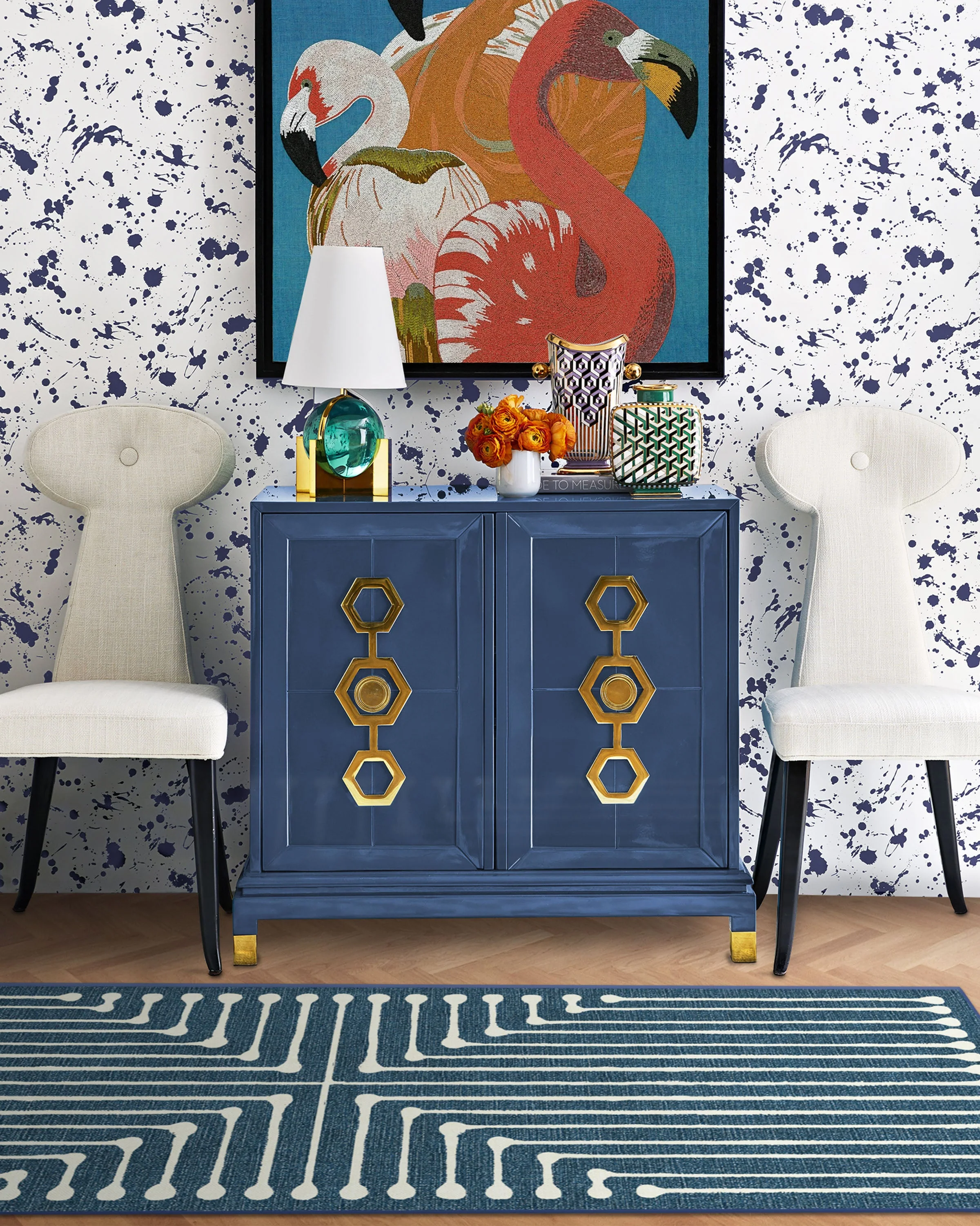Inkdrop Lapis Blue Rug by Jonathan Adler