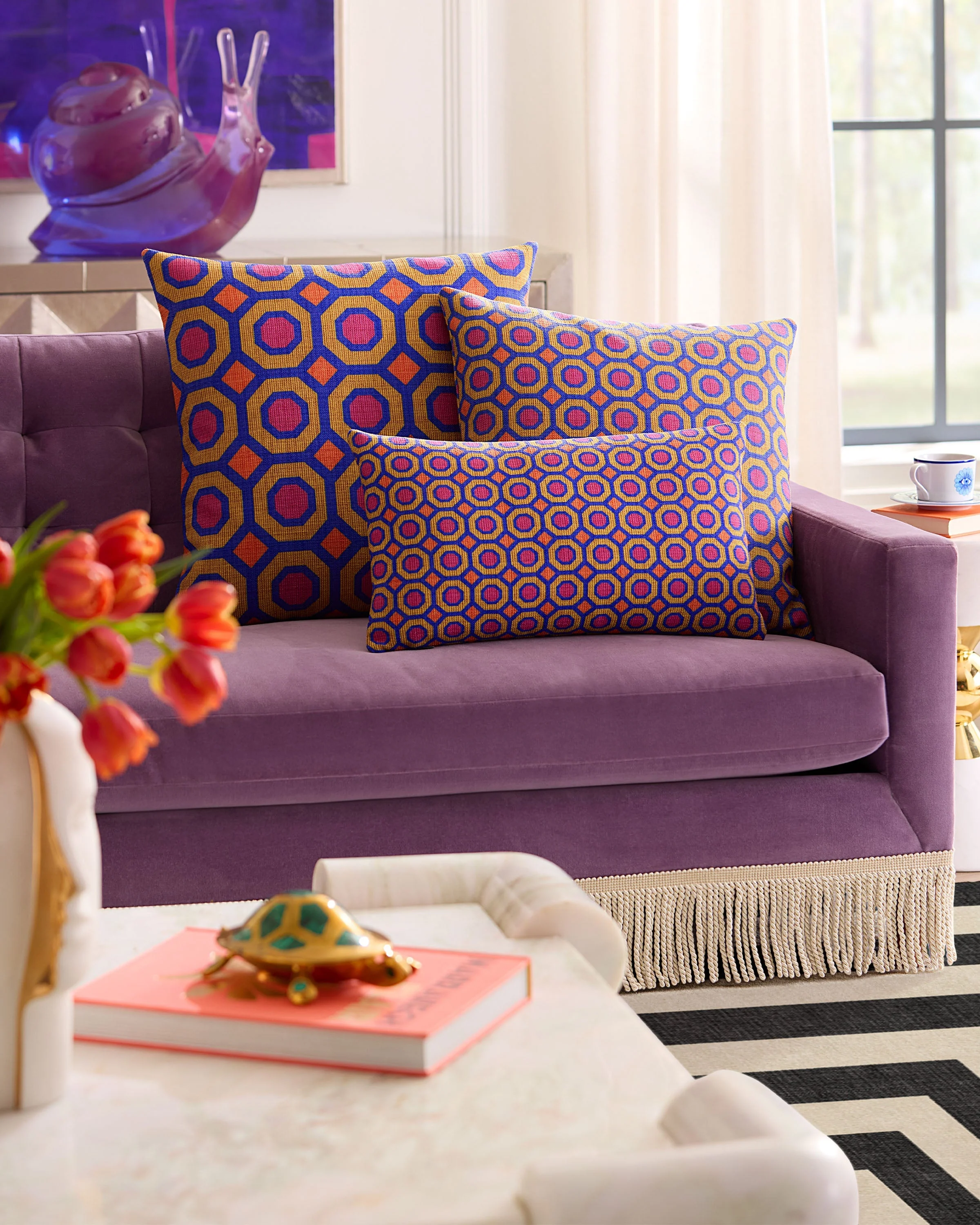 Piccadilly Fuchsia Woven Throw Pillow by Jonathan Adler