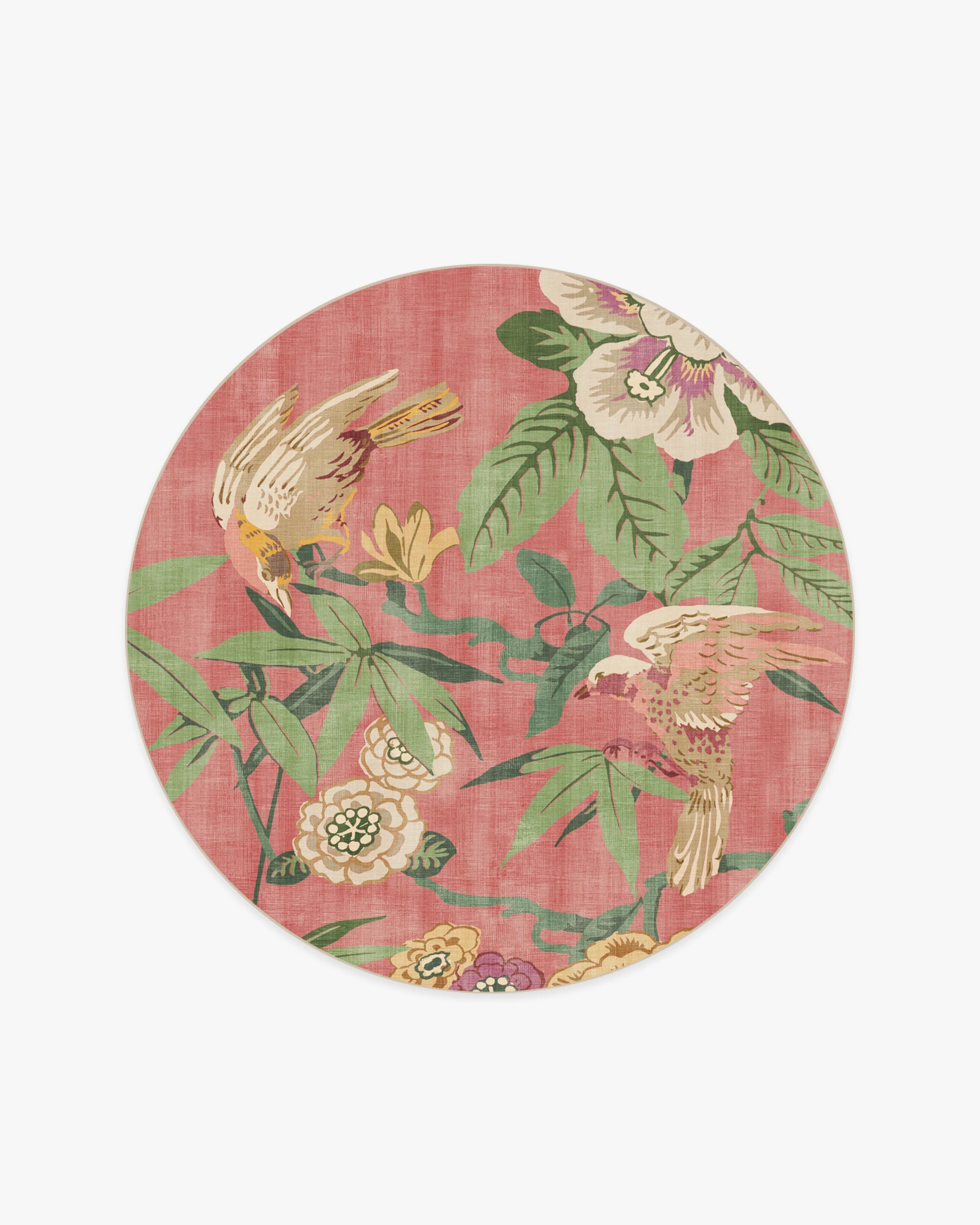 Bamboo & Bird Blossom Pink Flatwoven Rug by Sanderson