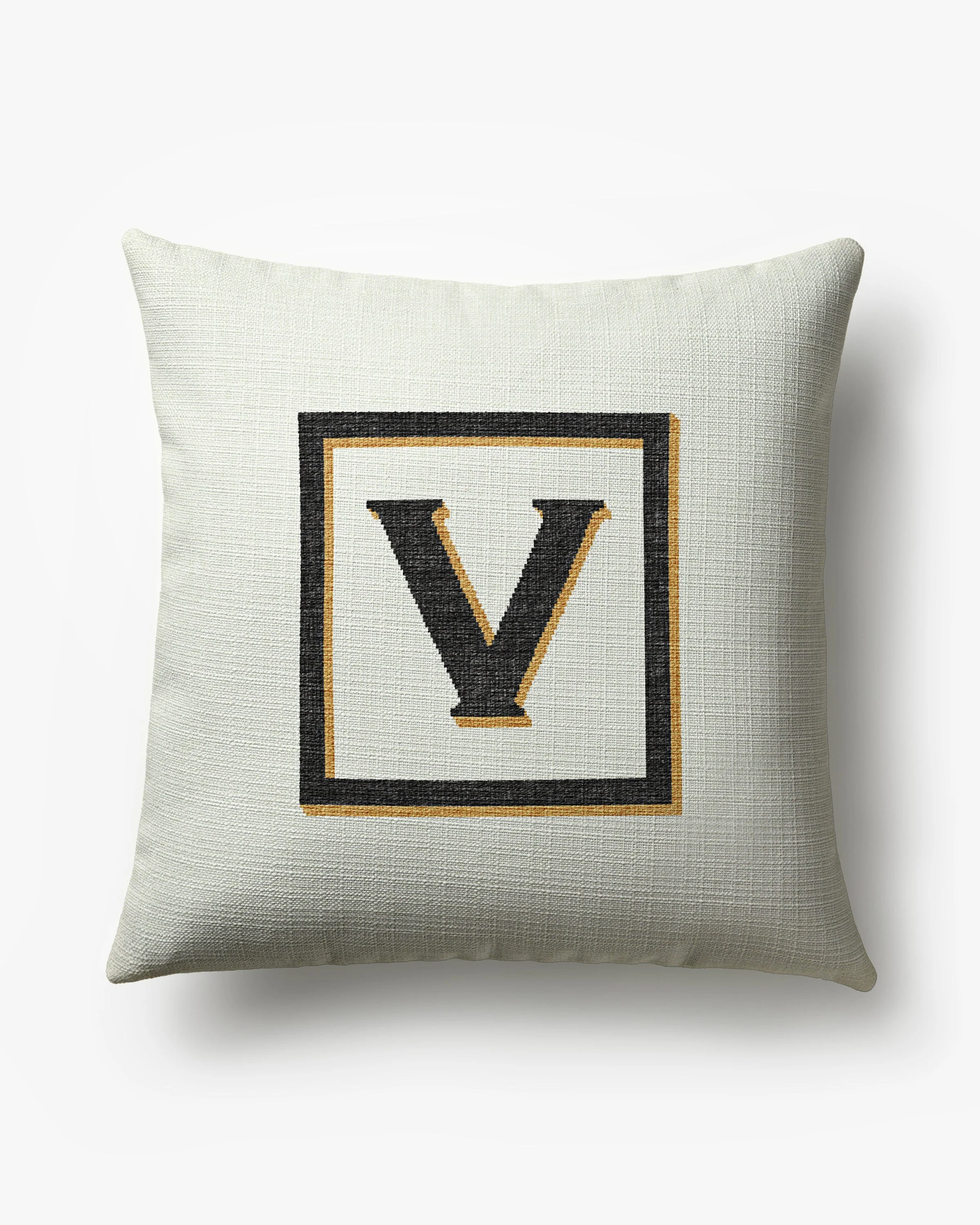 Classic Monogram Ivory Woven Throw Pillow, 20x20 by Jonathan Adler