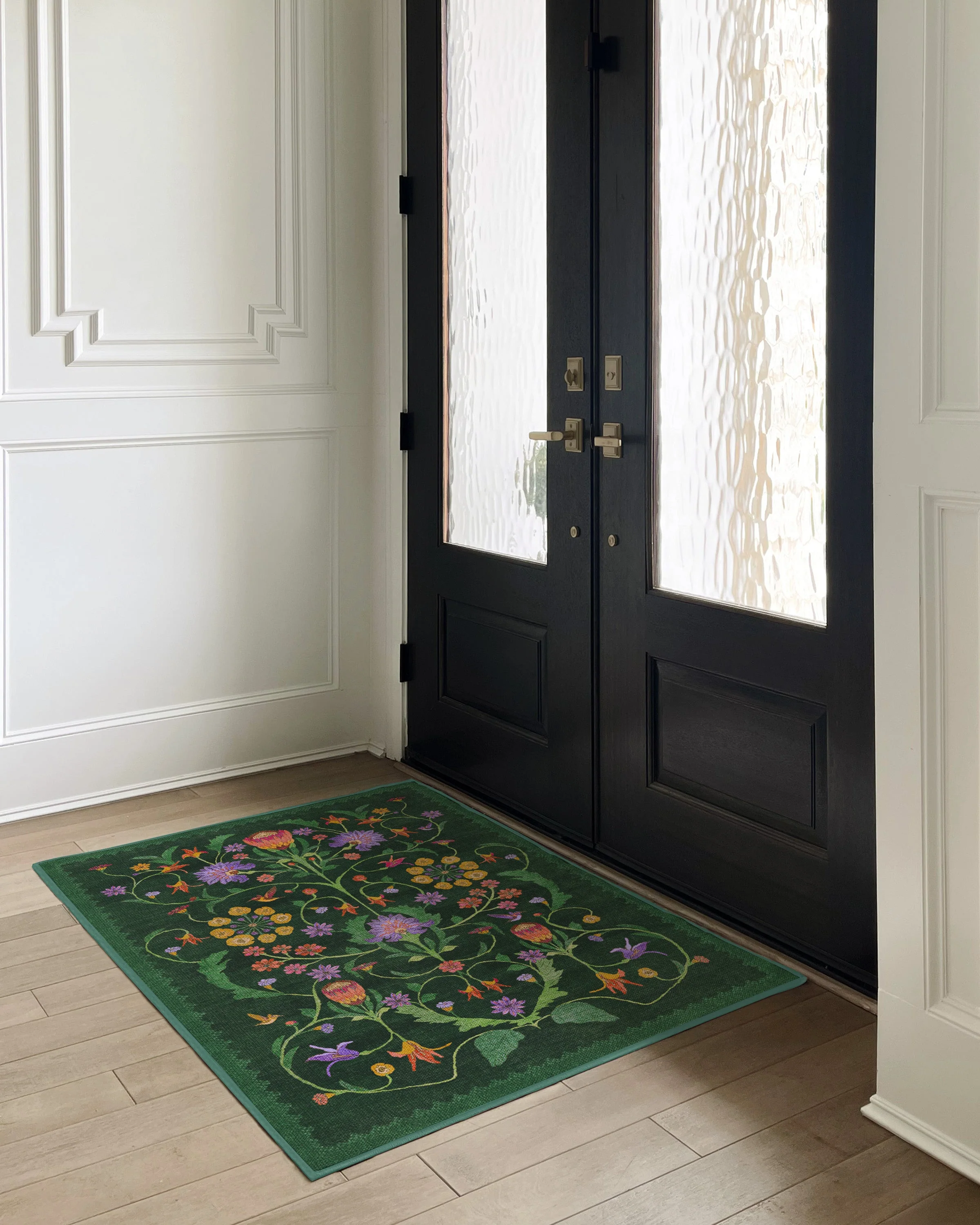 Protea Forest Green Flatwoven Rug by Iris Apfel