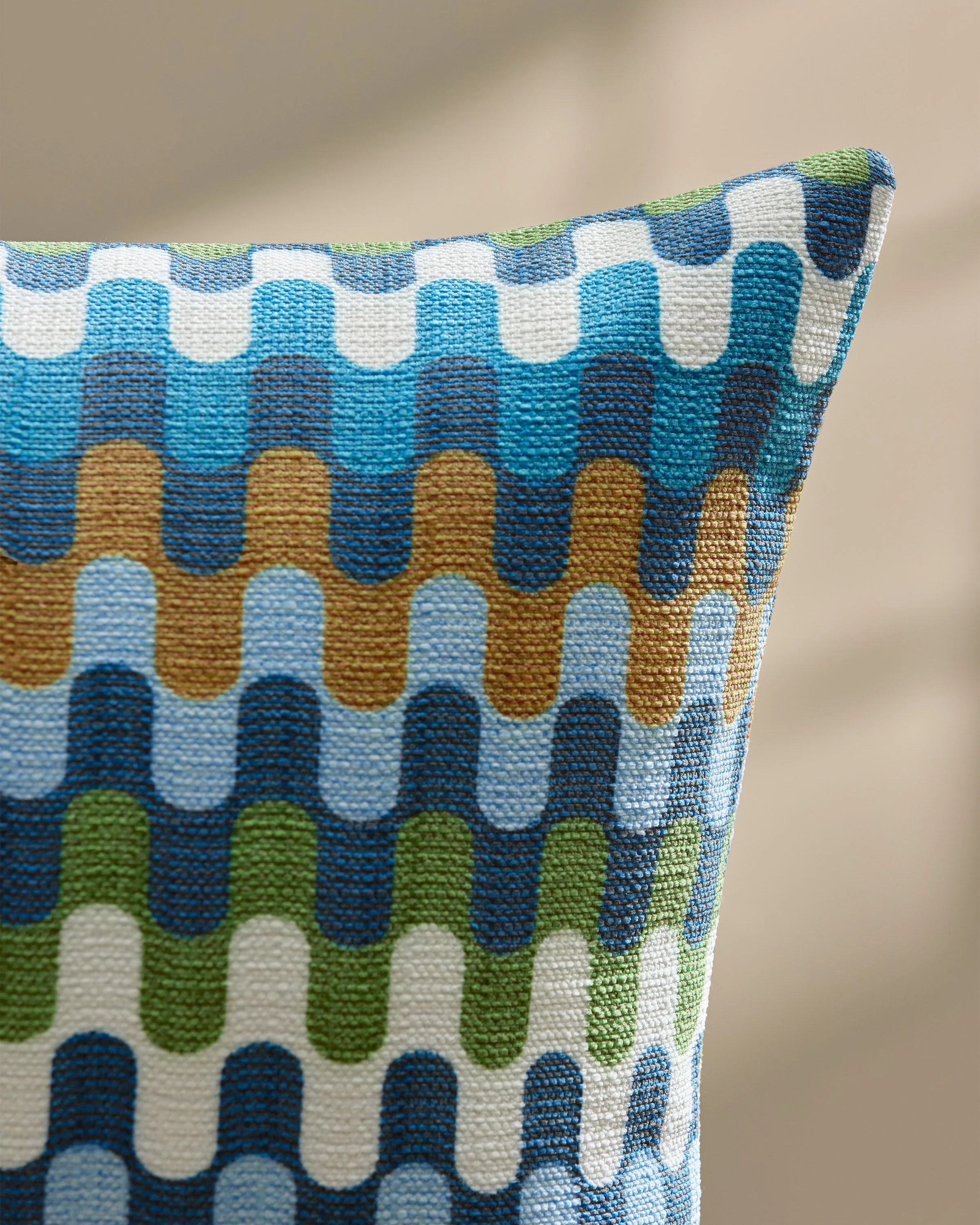 Puzzles Blue & Cognac Woven Throw Pillow by Jonathan Adler