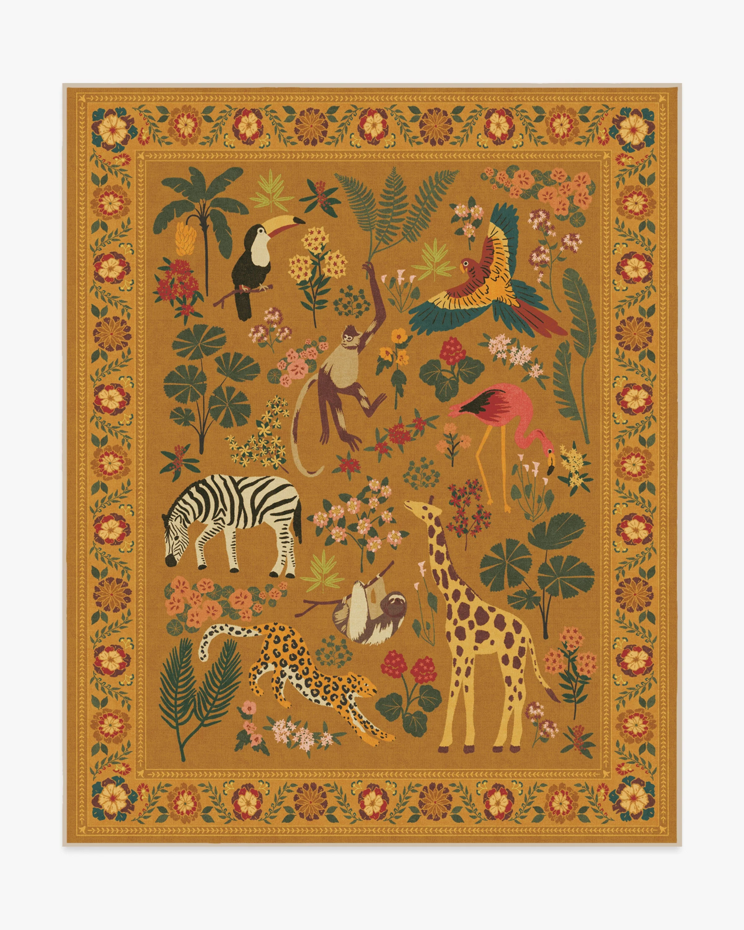 Jingle Jungle Ochre Flatwoven Rug by Iris Apfel