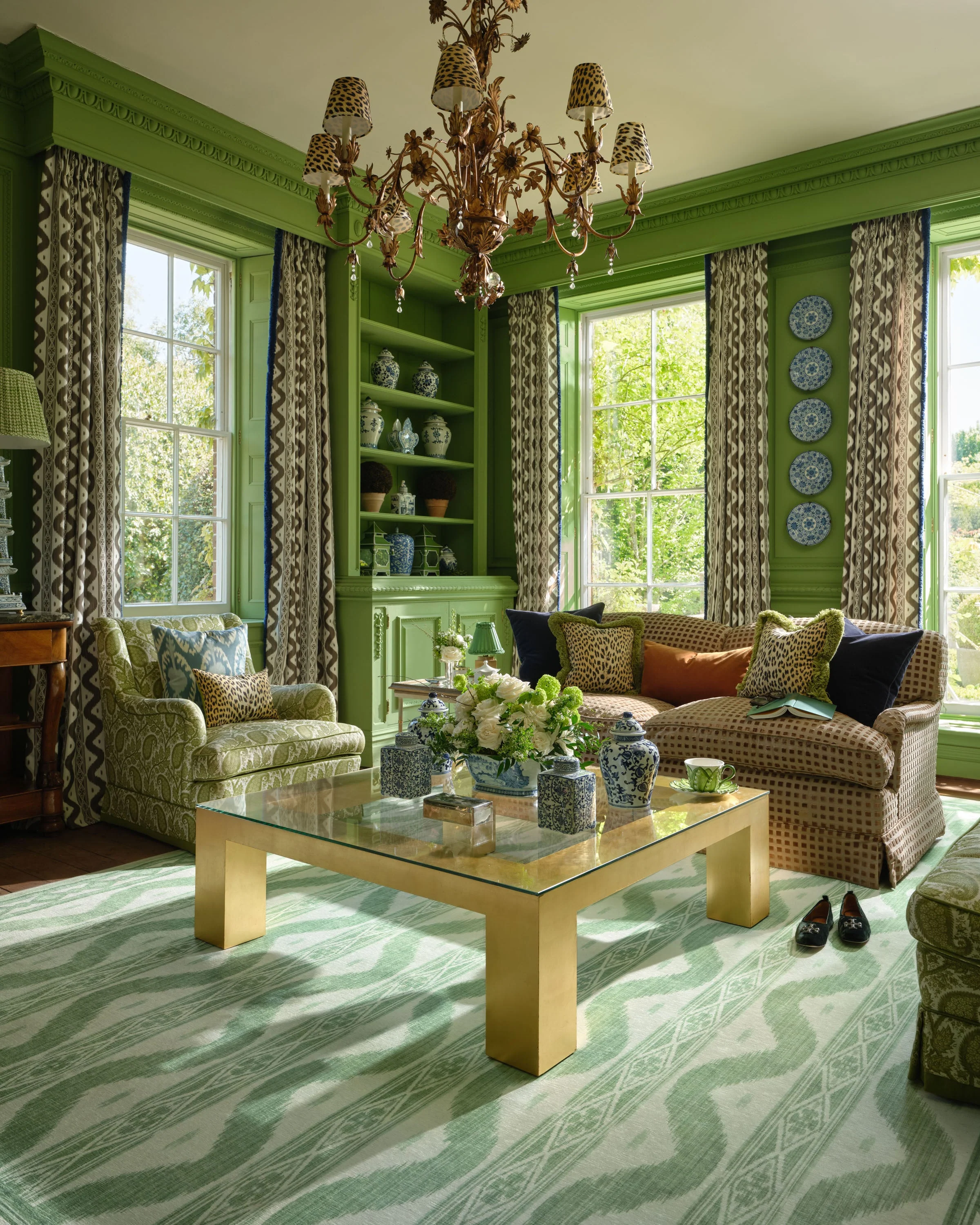 Ava Ikat Green Flatwoven Rug by Mrs. Alice