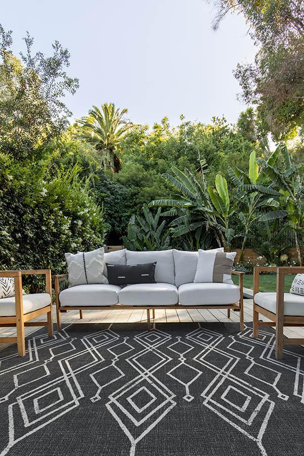 Gemma Lattice Black Outdoor Rug