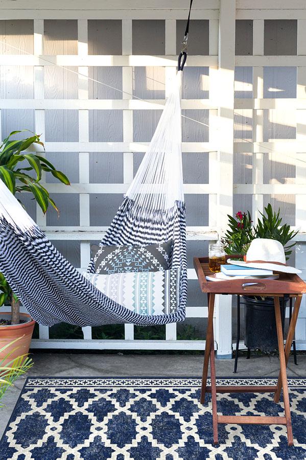 Cleo Trellis Royal Blue Outdoor Rug