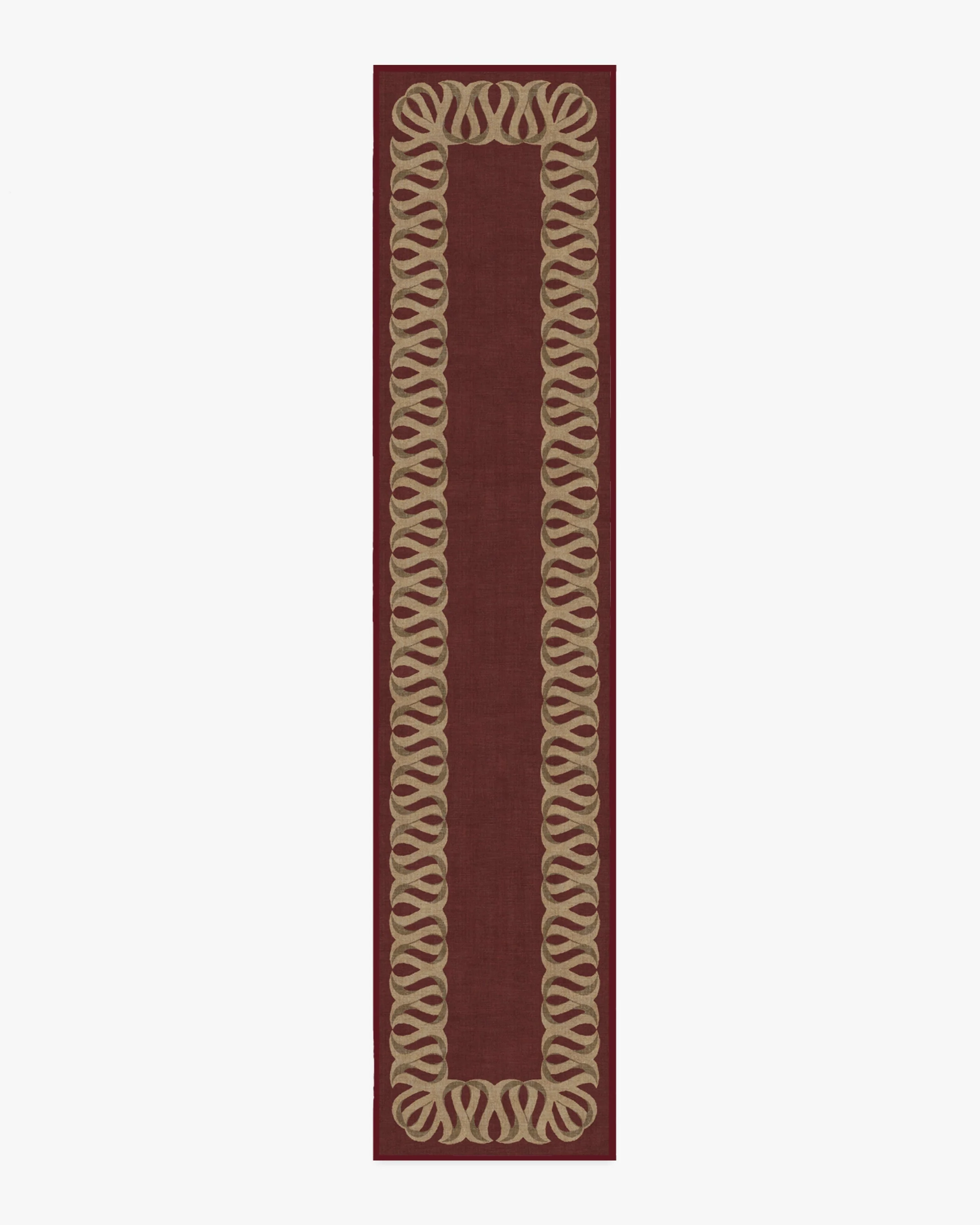 Ribbon Border Red & Natural Rug