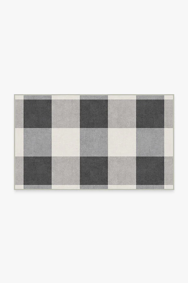 Buffalo Plaid Black & White Flatwoven Rug