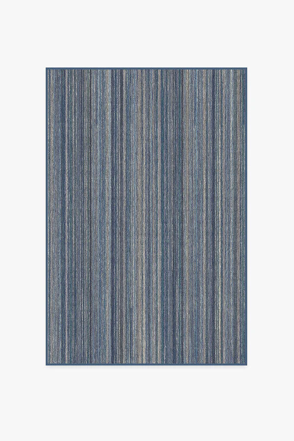 Multi Stripe Blue Flatwoven Rug